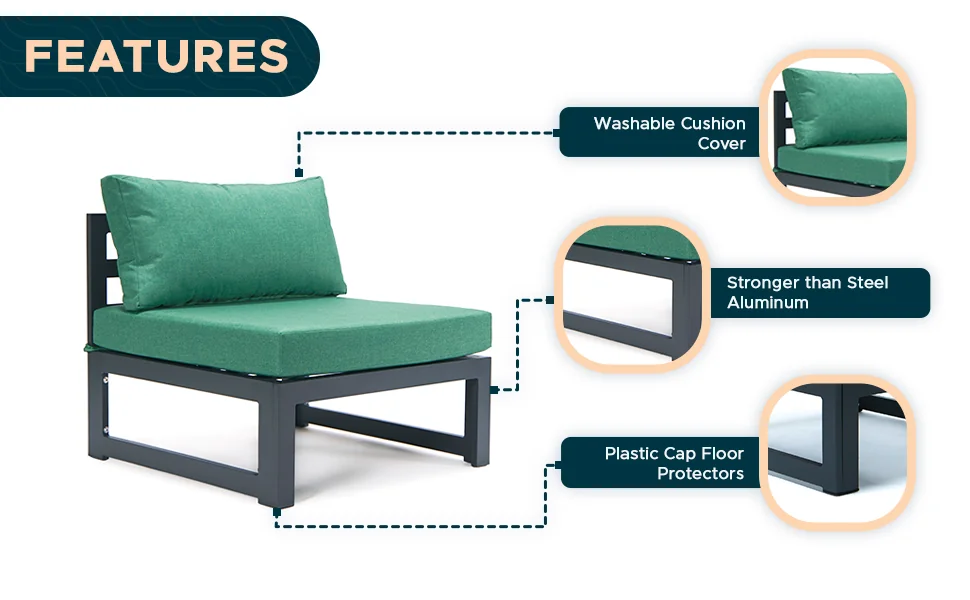 Chelsea 4-Piece Middle Patio Chairs Black Aluminum With Cushions