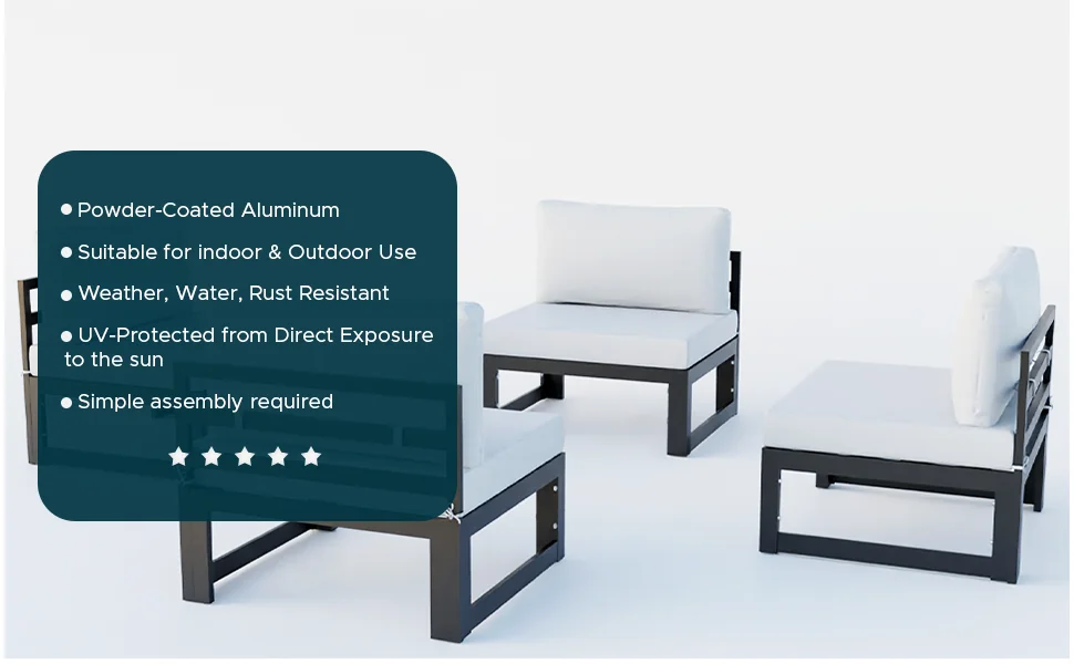 Chelsea 4-Piece Middle Patio Chairs Black Aluminum With Cushions