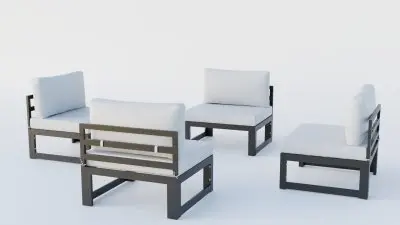 Chelsea 4-Piece Middle Patio Chairs Black Aluminum With Cushions