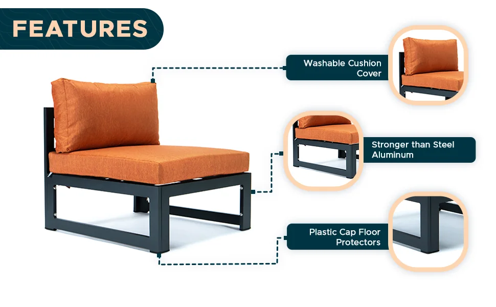 Chelsea 4-Piece Middle Patio Chairs Black Aluminum With Cushions