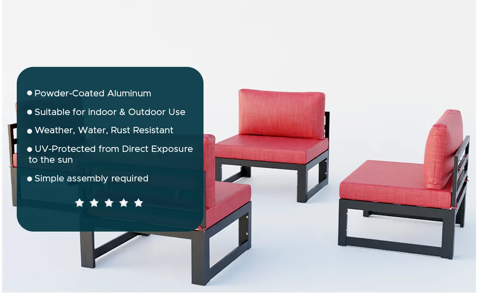 Chelsea 4-Piece Middle Patio Chairs Black Aluminum With Cushions