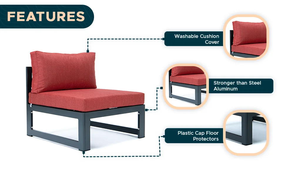 Chelsea 4-Piece Middle Patio Chairs Black Aluminum With Cushions