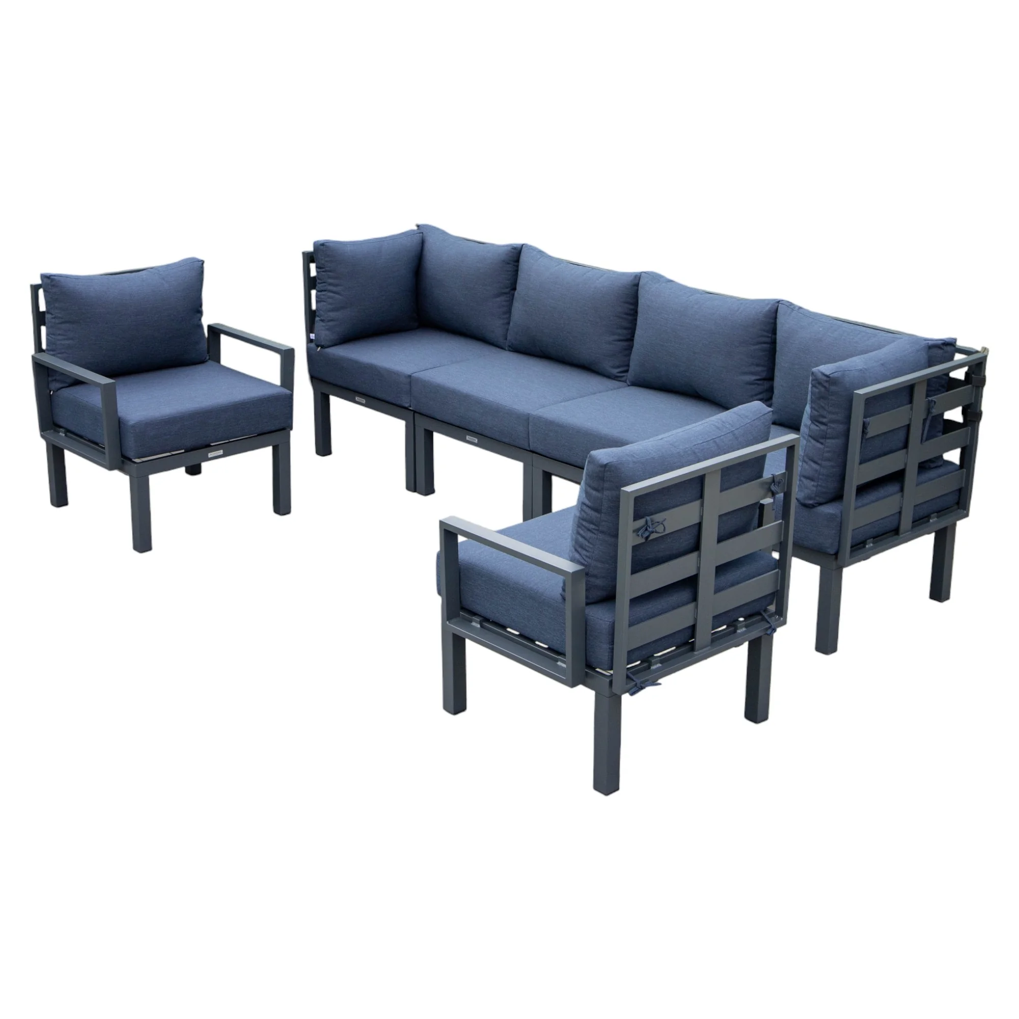 Chelsea 6-Piece Patio Sectional Black Aluminum With Cushions