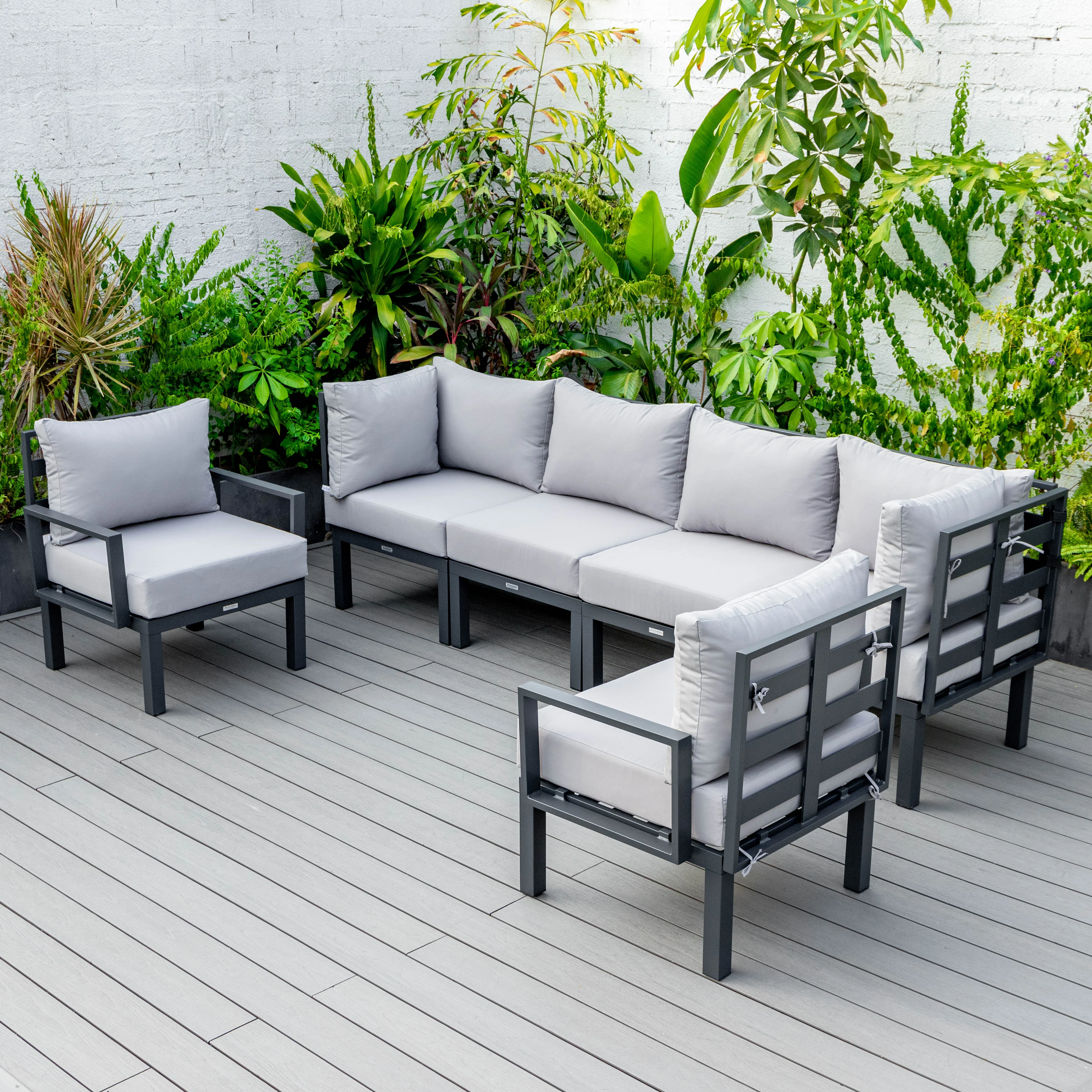 Chelsea 6-Piece Patio Sectional Black Aluminum With Cushions