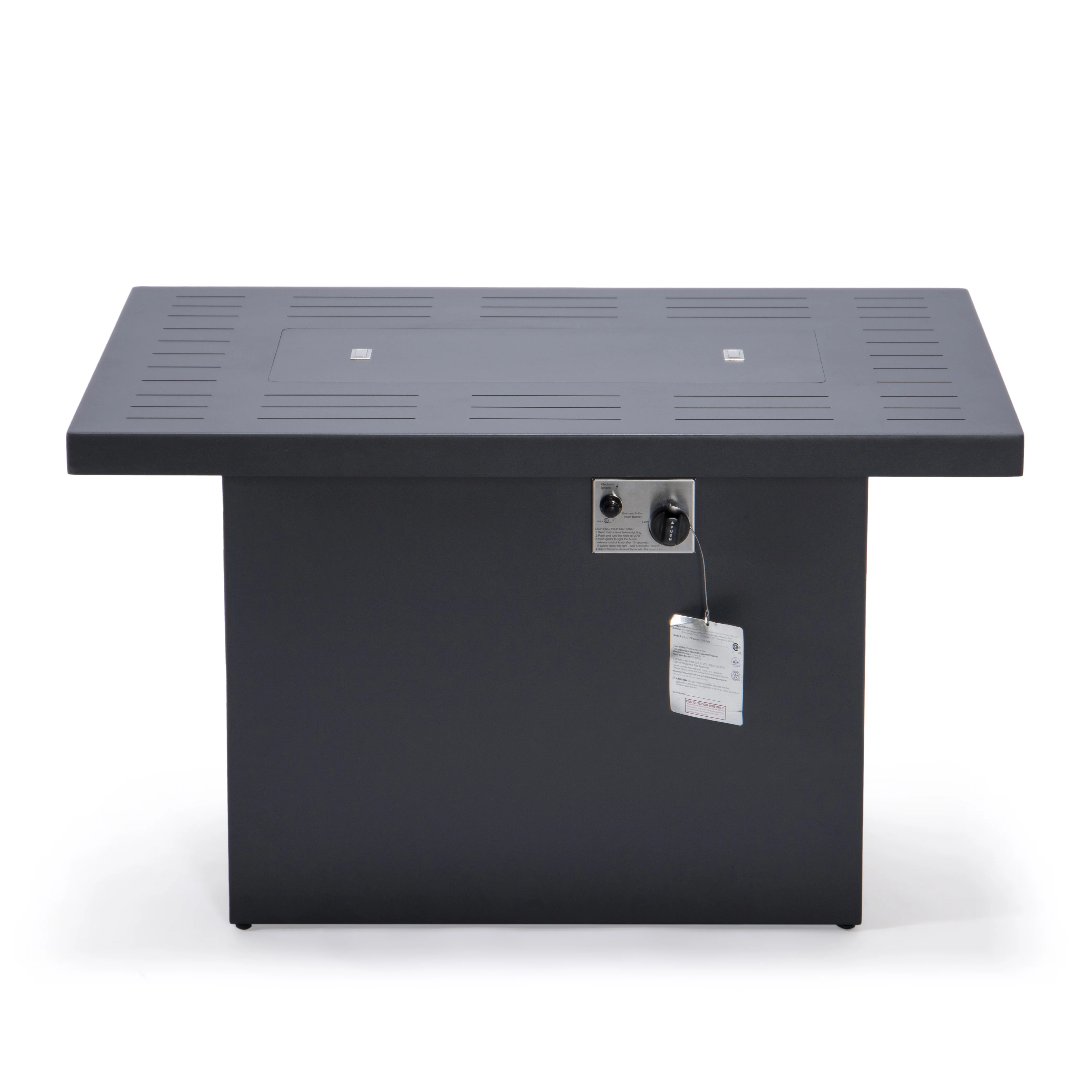 Chelsea 7-Piece Patio Sectional And Fire Pit Table Black Aluminum With Cushions