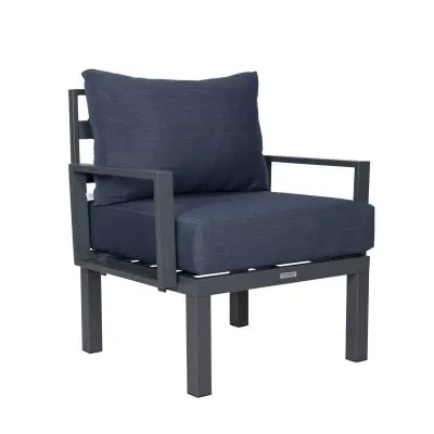 Chelsea 7-Piece Patio Sectional And Fire Pit Table Black Aluminum With Cushions