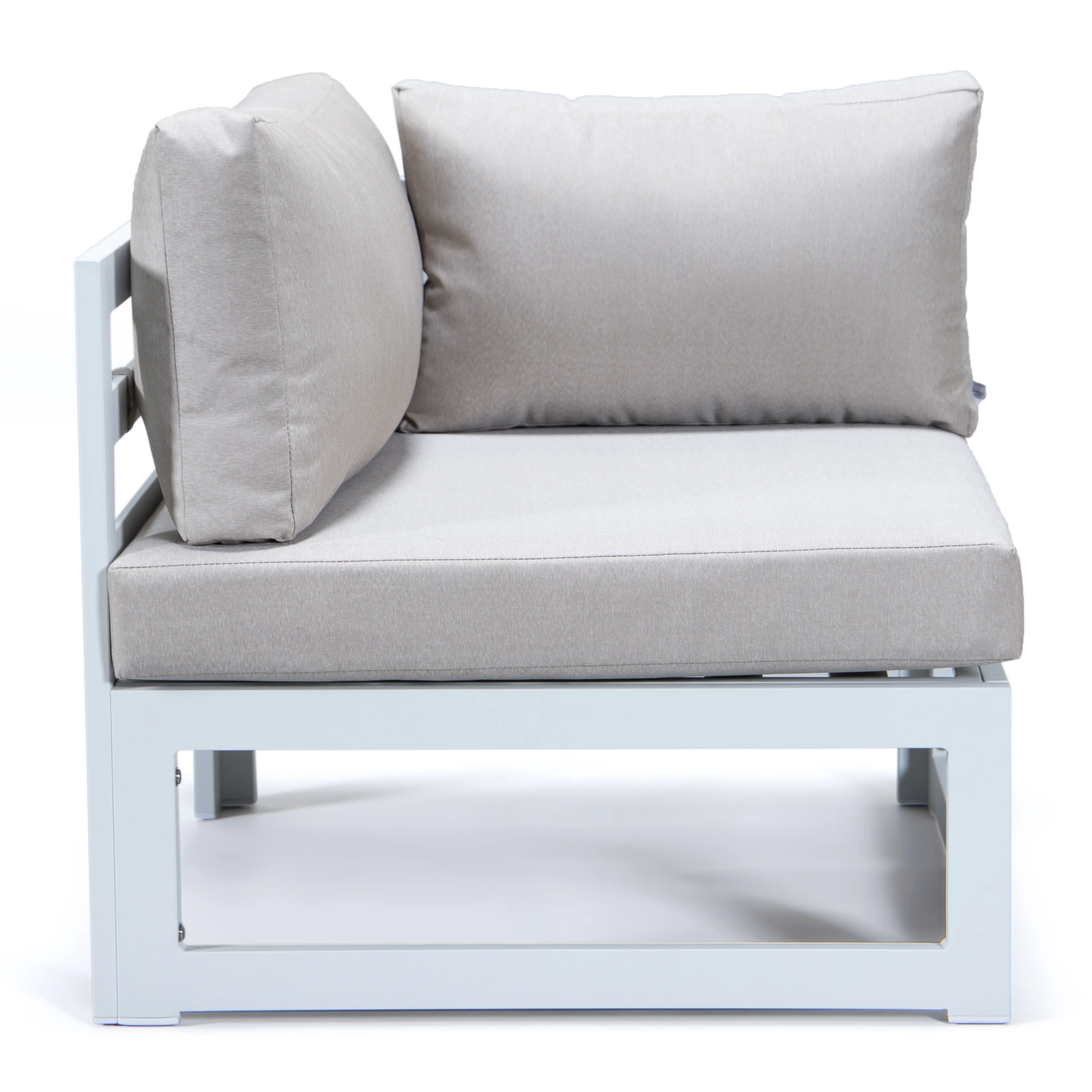 Chelsea 7-Piece Patio Sectional And Fire Pit Table White Aluminum With Cushions