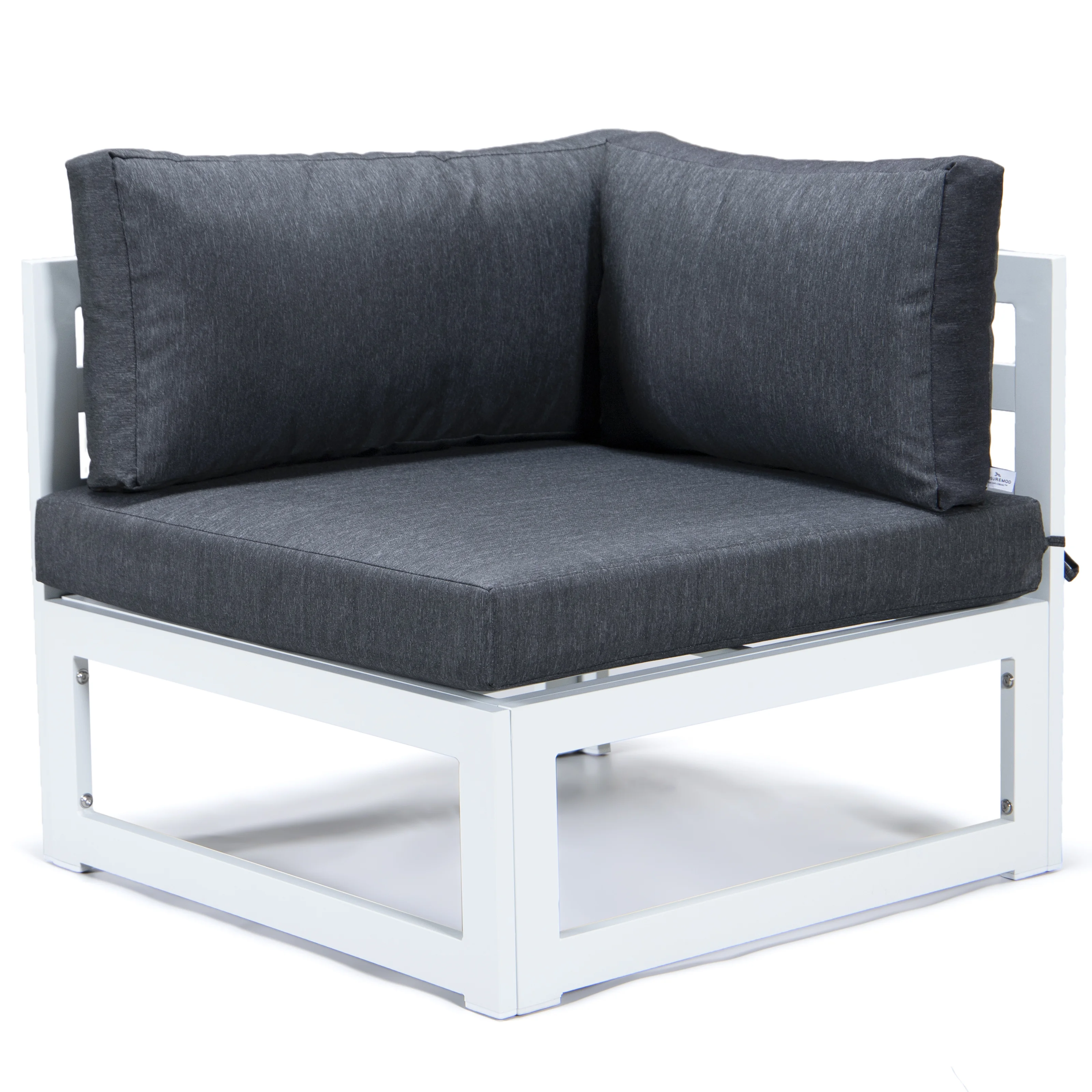 Chelsea 7-Piece Patio Sectional And Fire Pit Table White Aluminum With Cushions