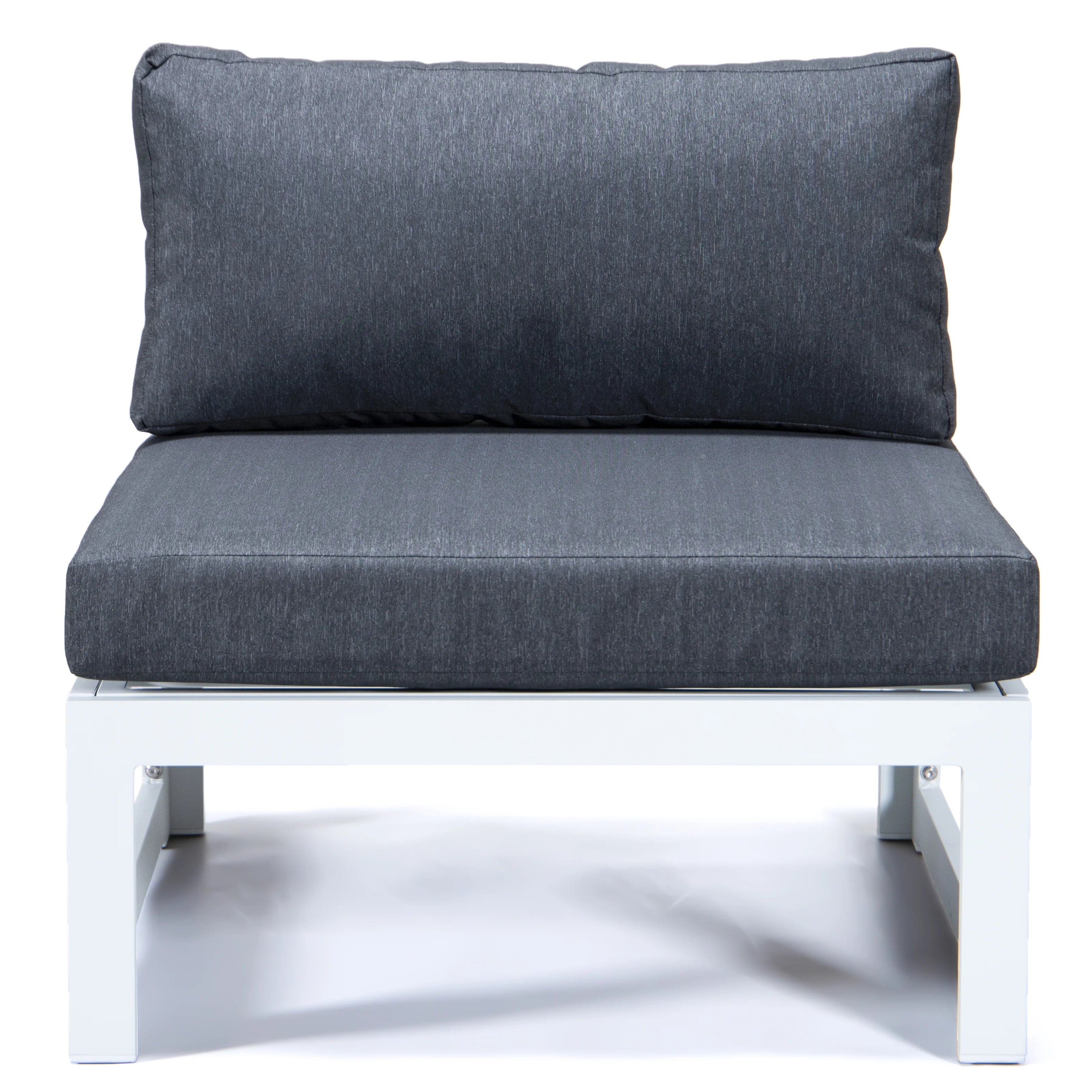 Chelsea 7-Piece Patio Sectional And Fire Pit Table White Aluminum With Cushions