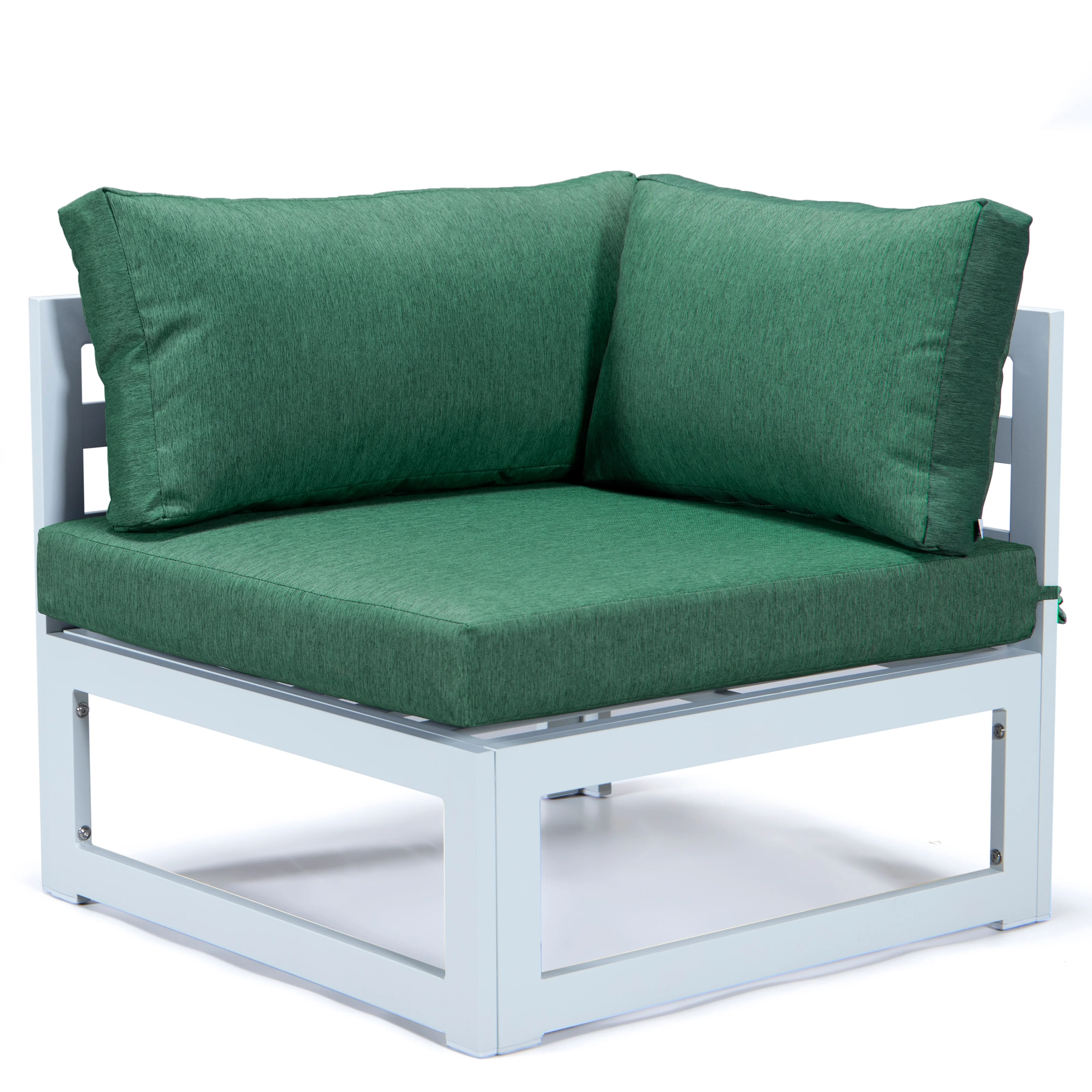 Chelsea 7-Piece Patio Sectional And Fire Pit Table White Aluminum With Cushions