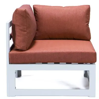 Chelsea 7-Piece Patio Sectional And Fire Pit Table White Aluminum With Cushions