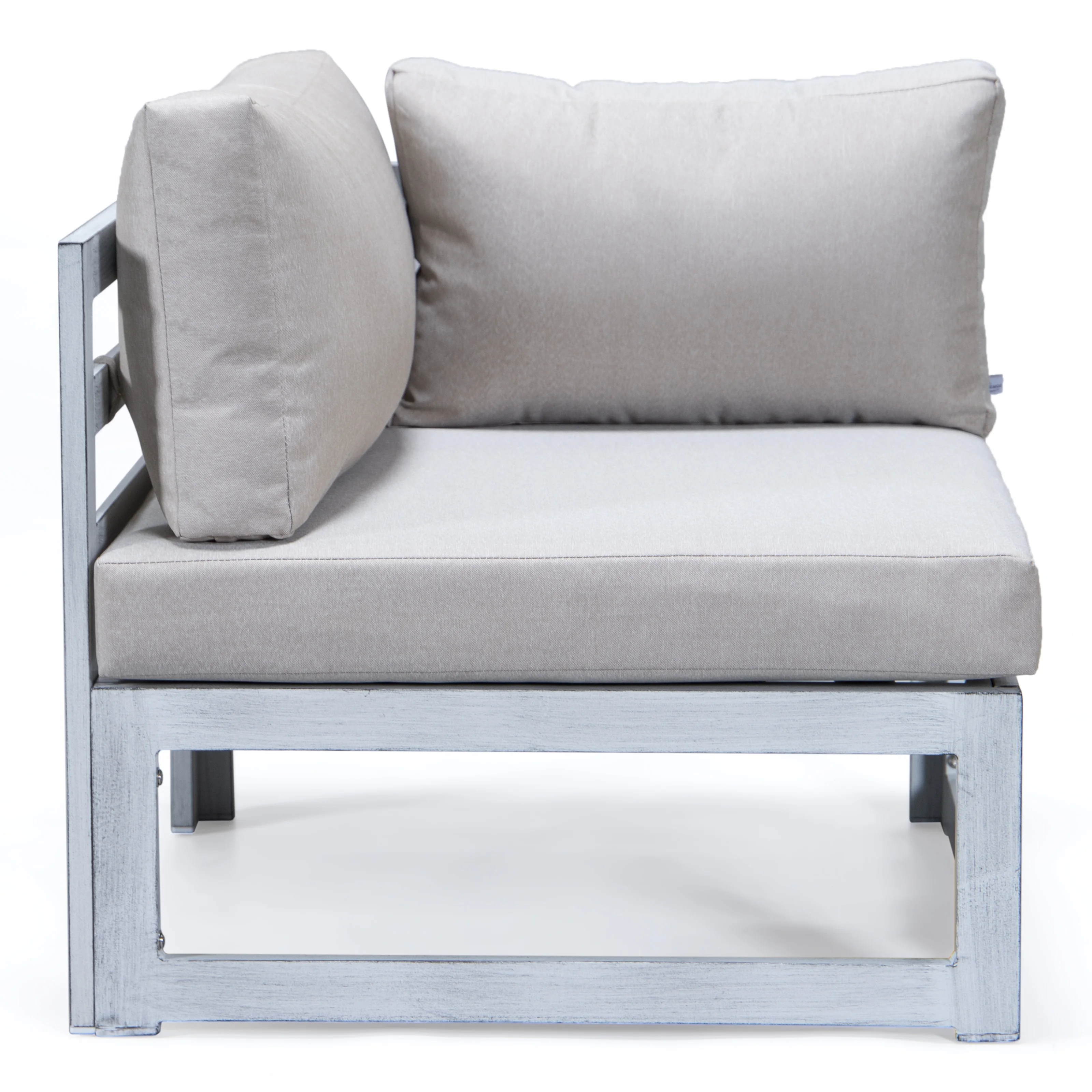 Chelsea 7-Piece Patio Sectional And Fire Pit Table Weathered Grey Aluminum With Cushions