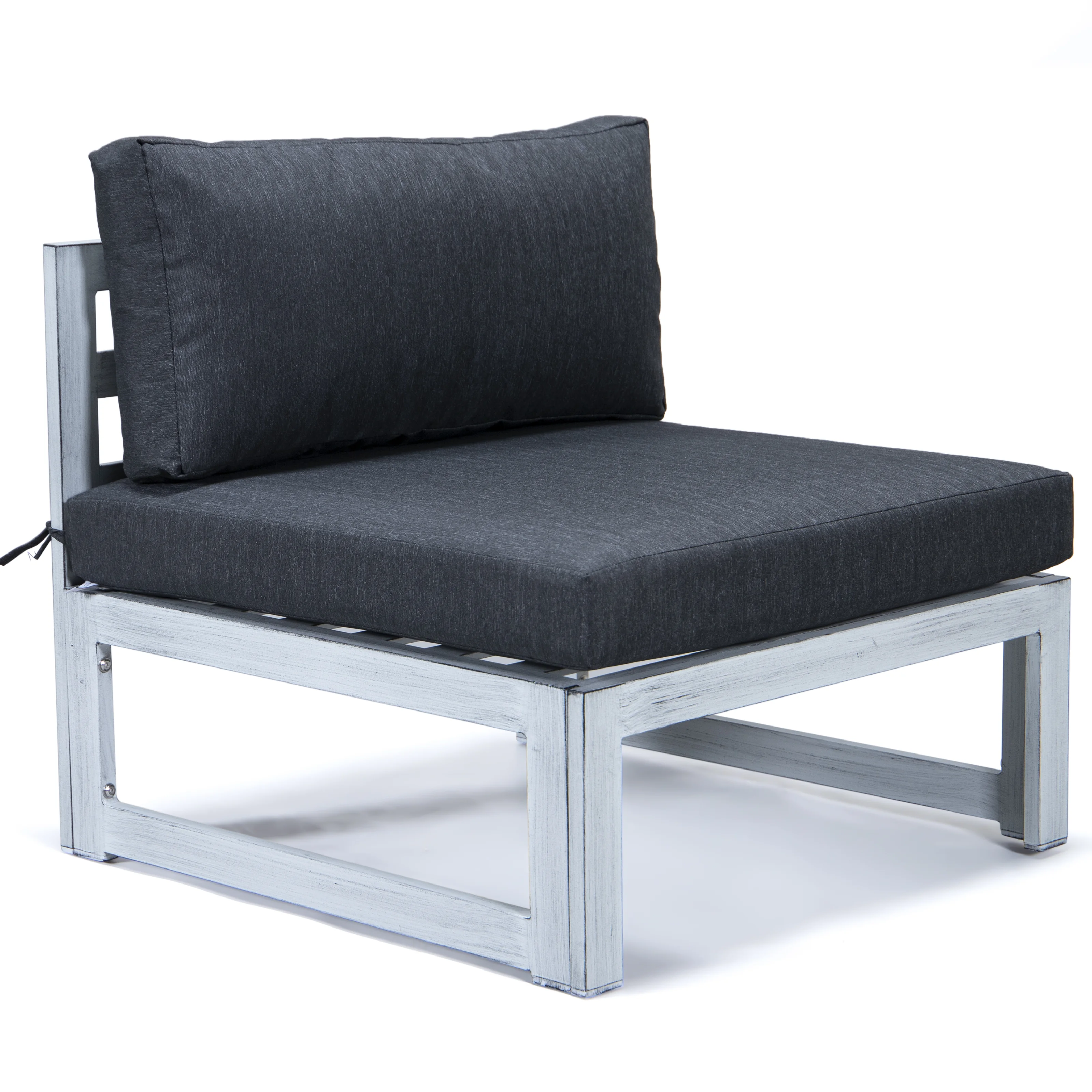 Chelsea 7-Piece Patio Sectional And Fire Pit Table Weathered Grey Aluminum With Cushions