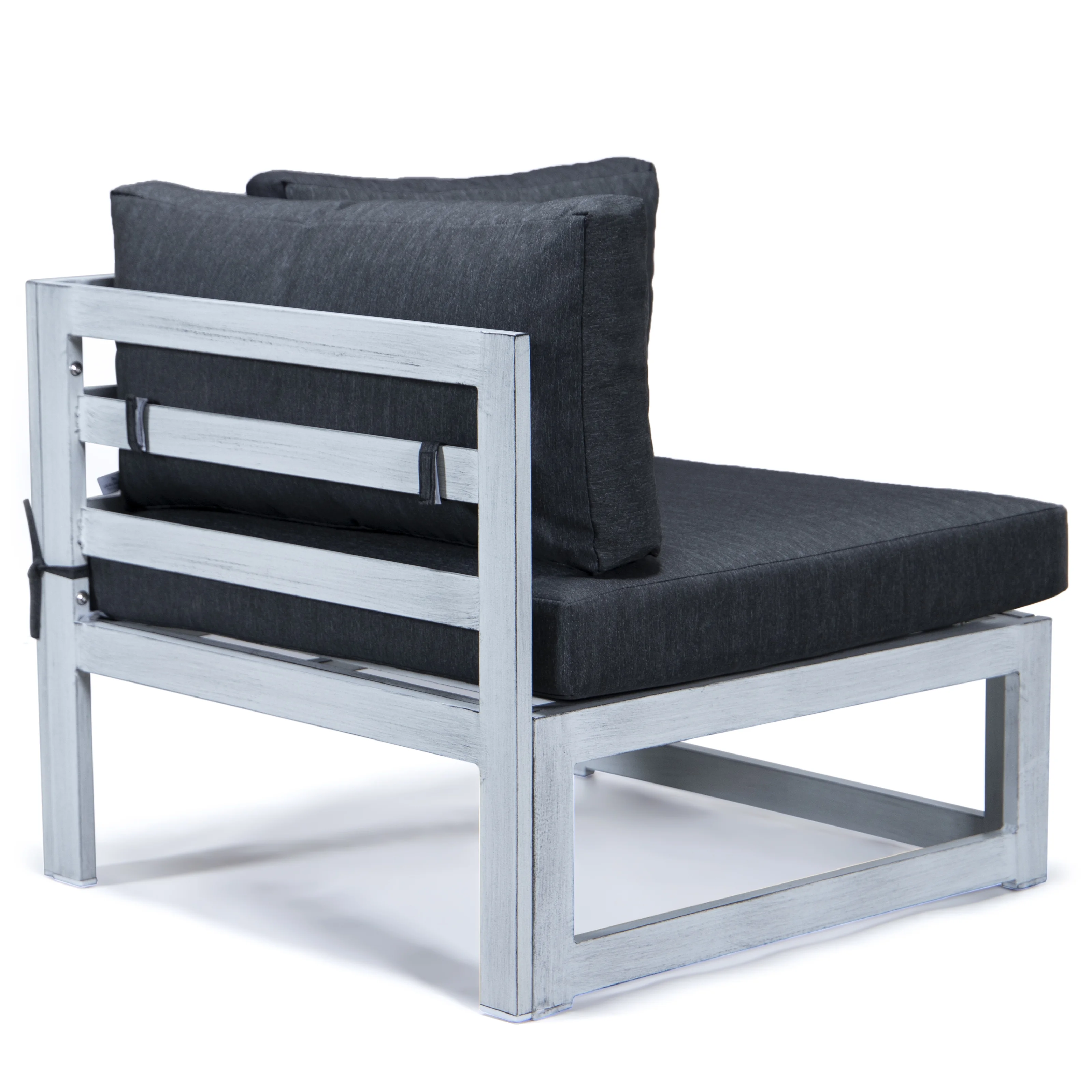 Chelsea 7-Piece Patio Sectional And Fire Pit Table Weathered Grey Aluminum With Cushions