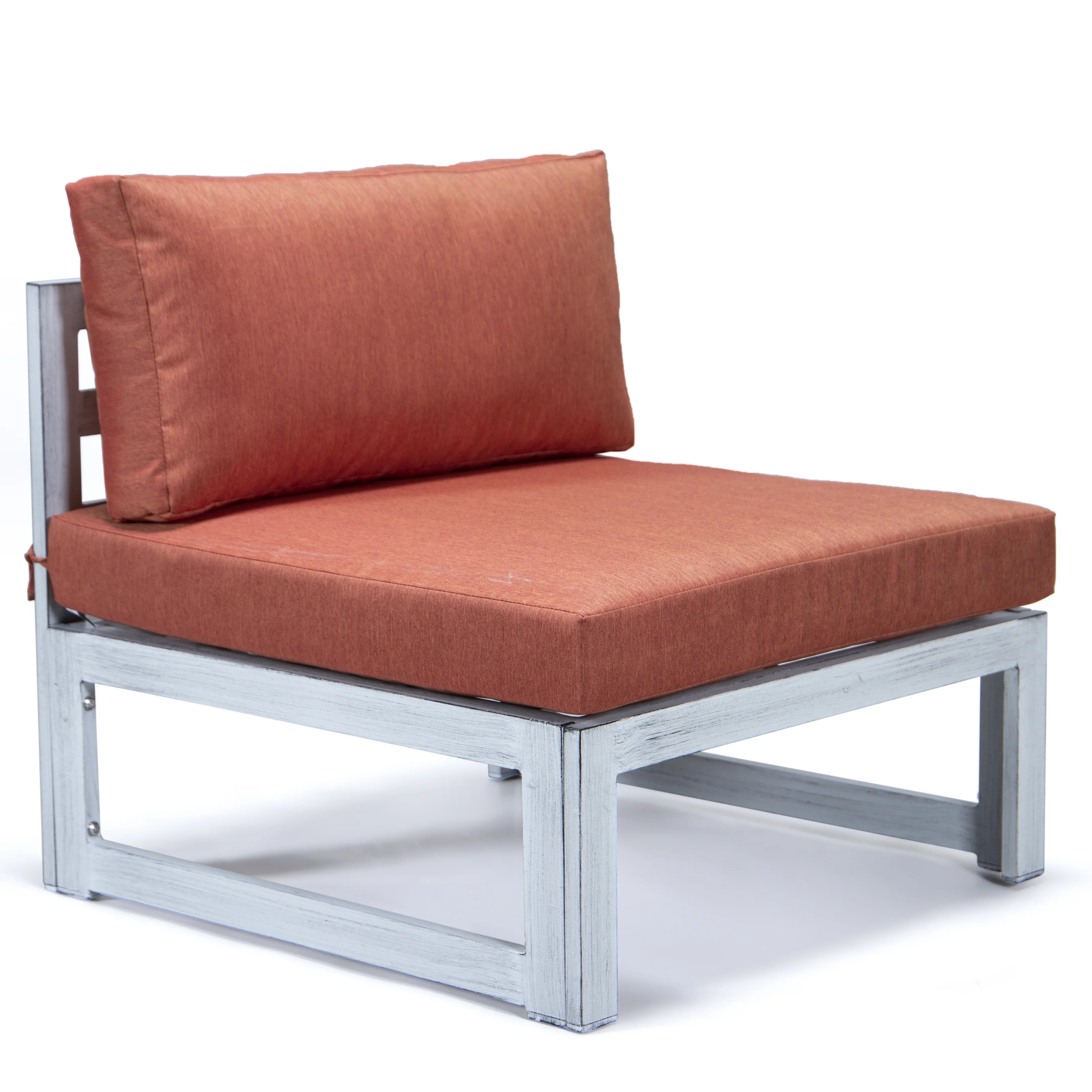 Chelsea 7-Piece Patio Sectional And Fire Pit Table Weathered Grey Aluminum With Cushions