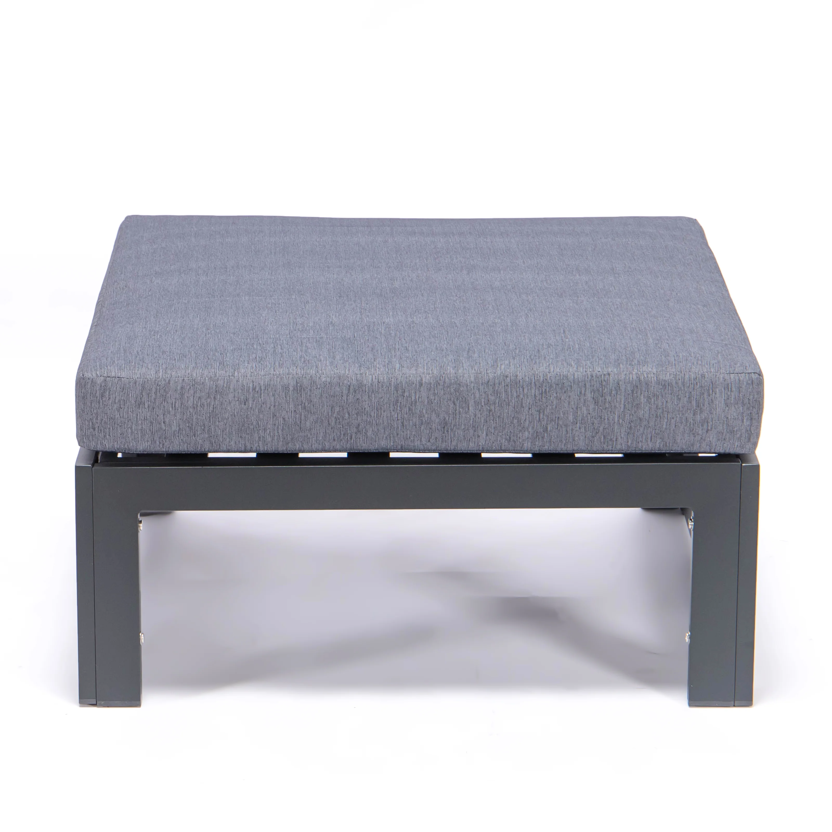 Chelsea Outdoor Patio Black Aluminum Ottomans With Cushions Set Of 2