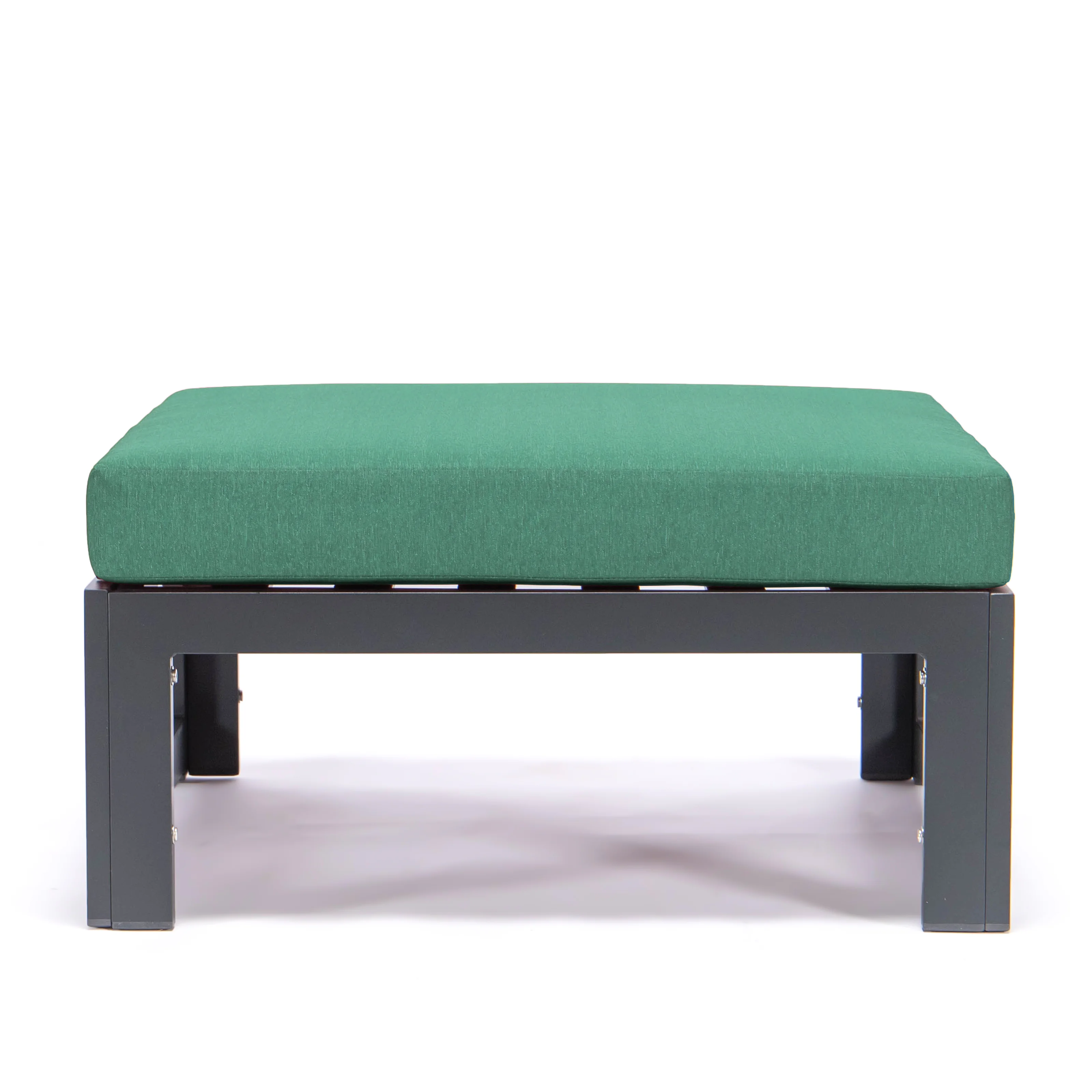 Chelsea Outdoor Patio Green Aluminum Ottomans With Cushions Set Of 2