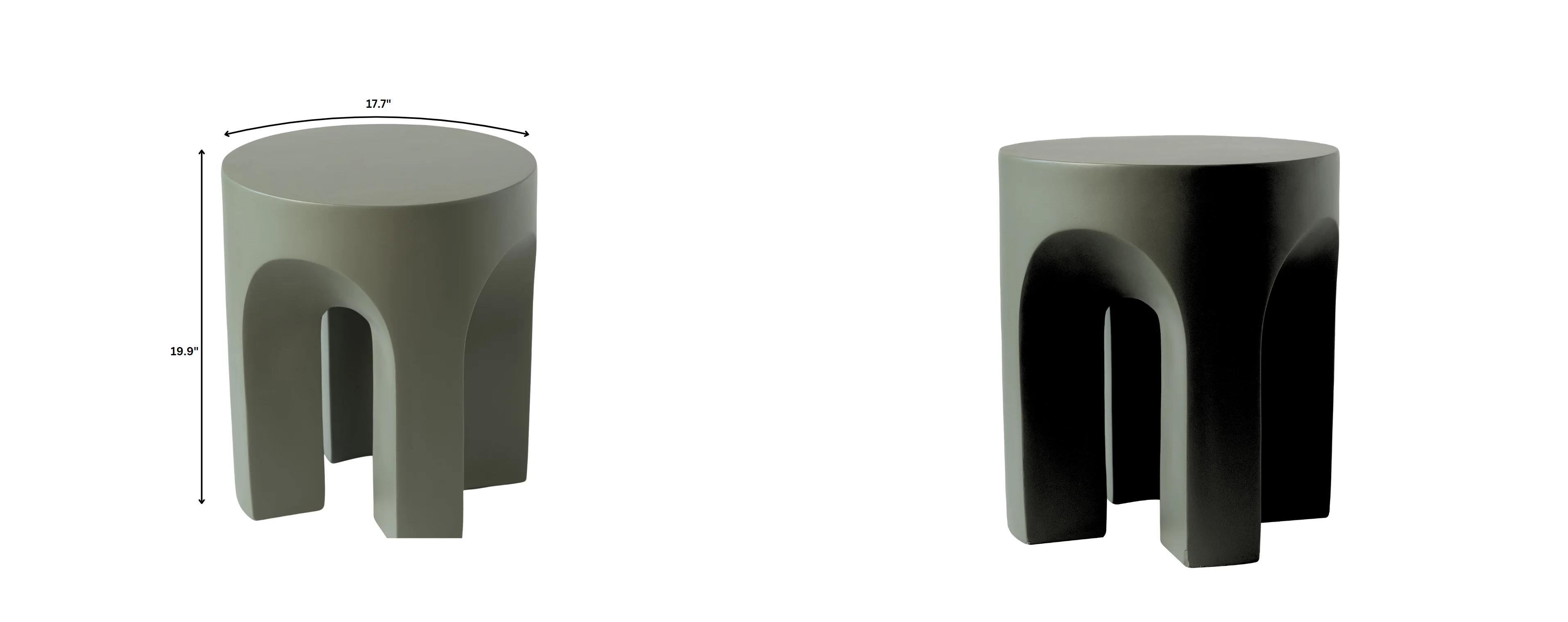 Crus Collection Fiberglass Outdoor Side Table in Grey