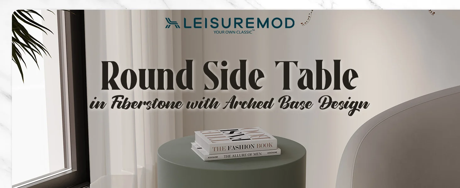 Crus Collection Fiberglass Outdoor Side Table in Grey