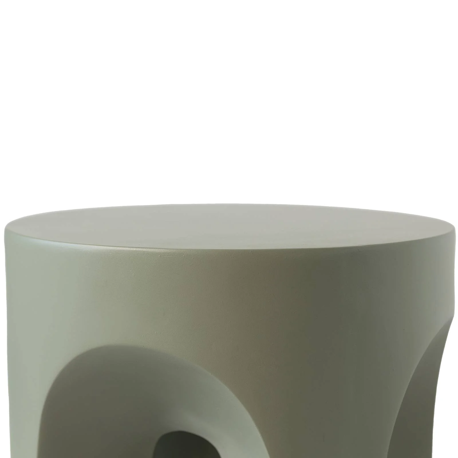 Crus Collection Fiberglass Outdoor Side Table in Grey