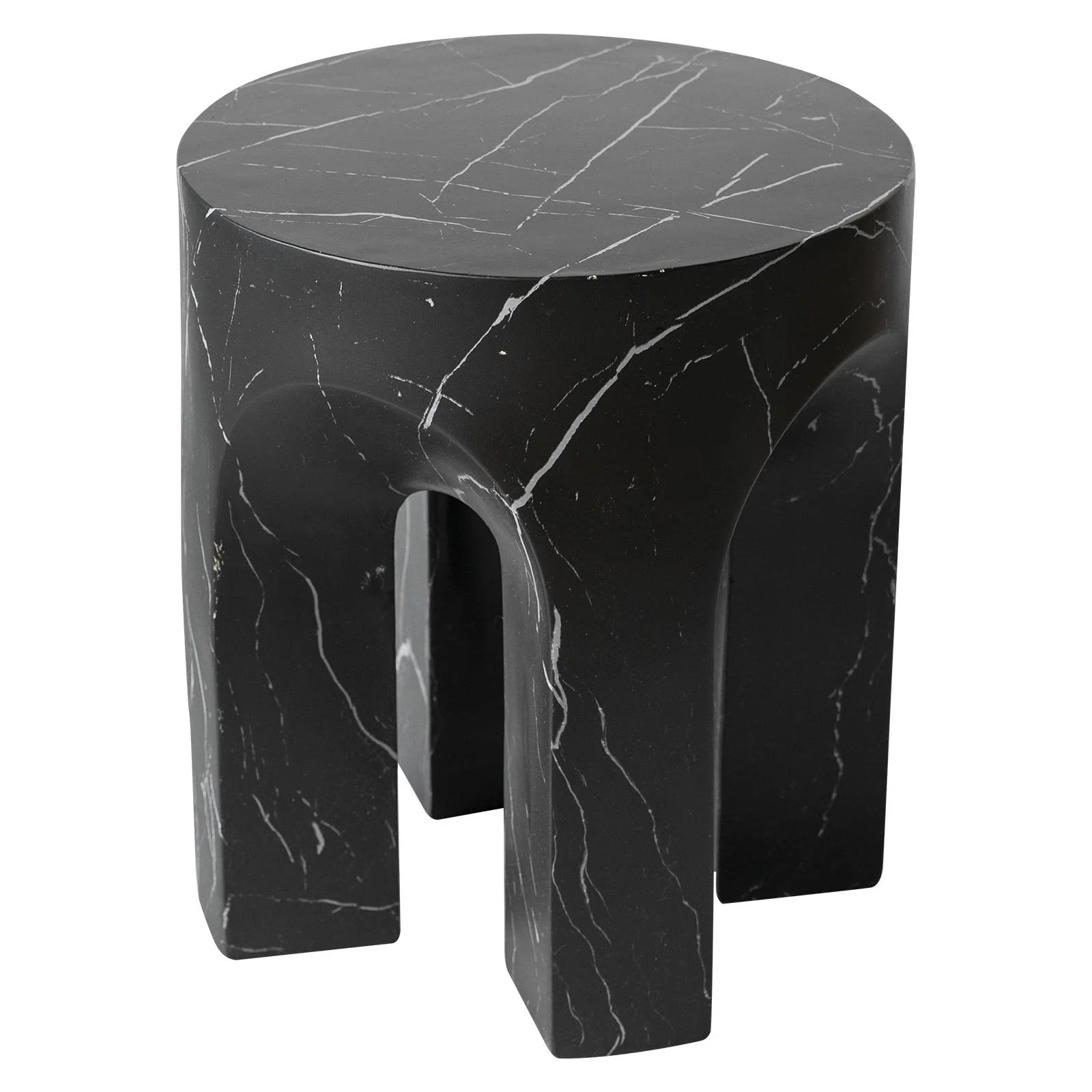 Crus Collection Fiberglass Outdoor Side Table Marbleized Black