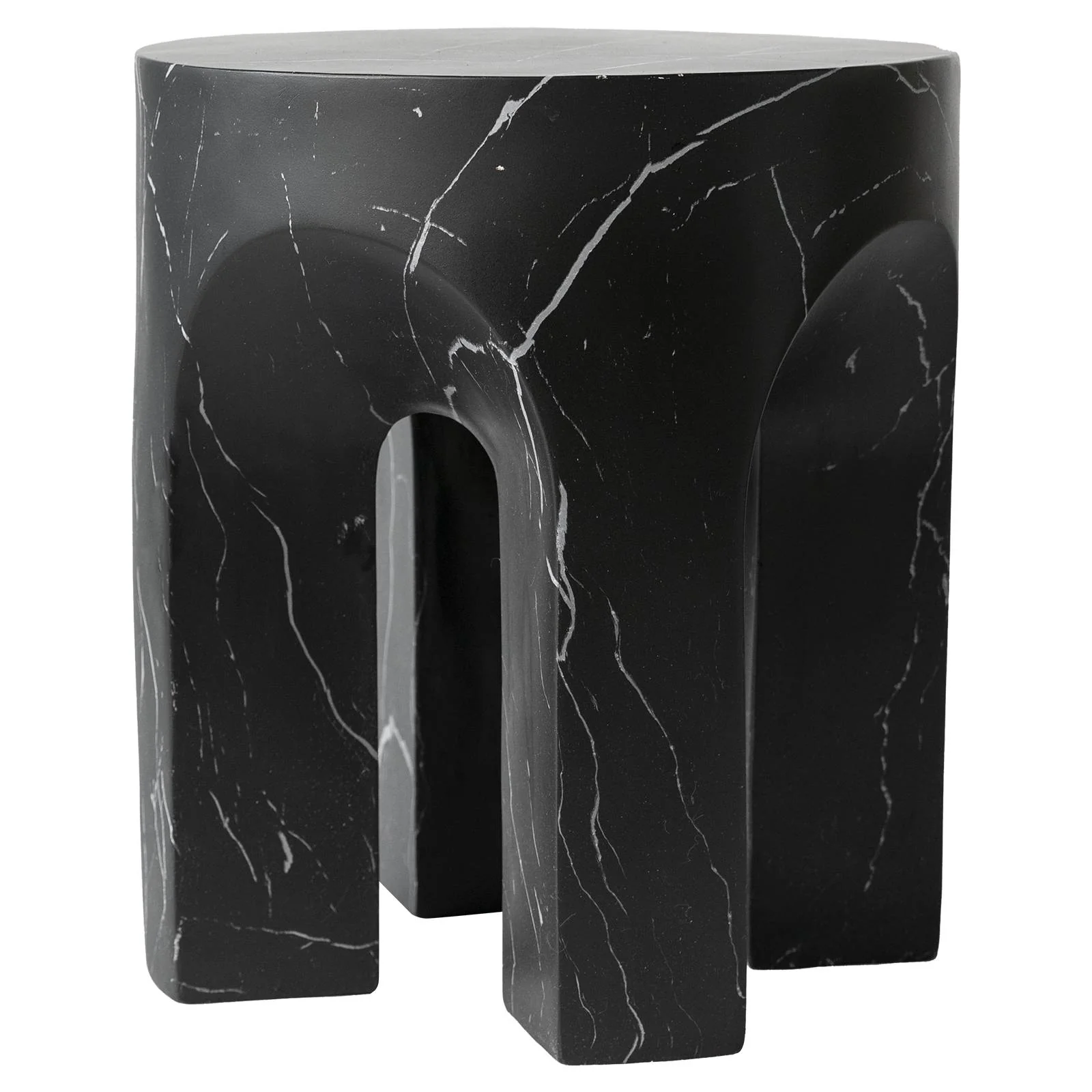 Crus Collection Fiberglass Outdoor Side Table Marbleized Black