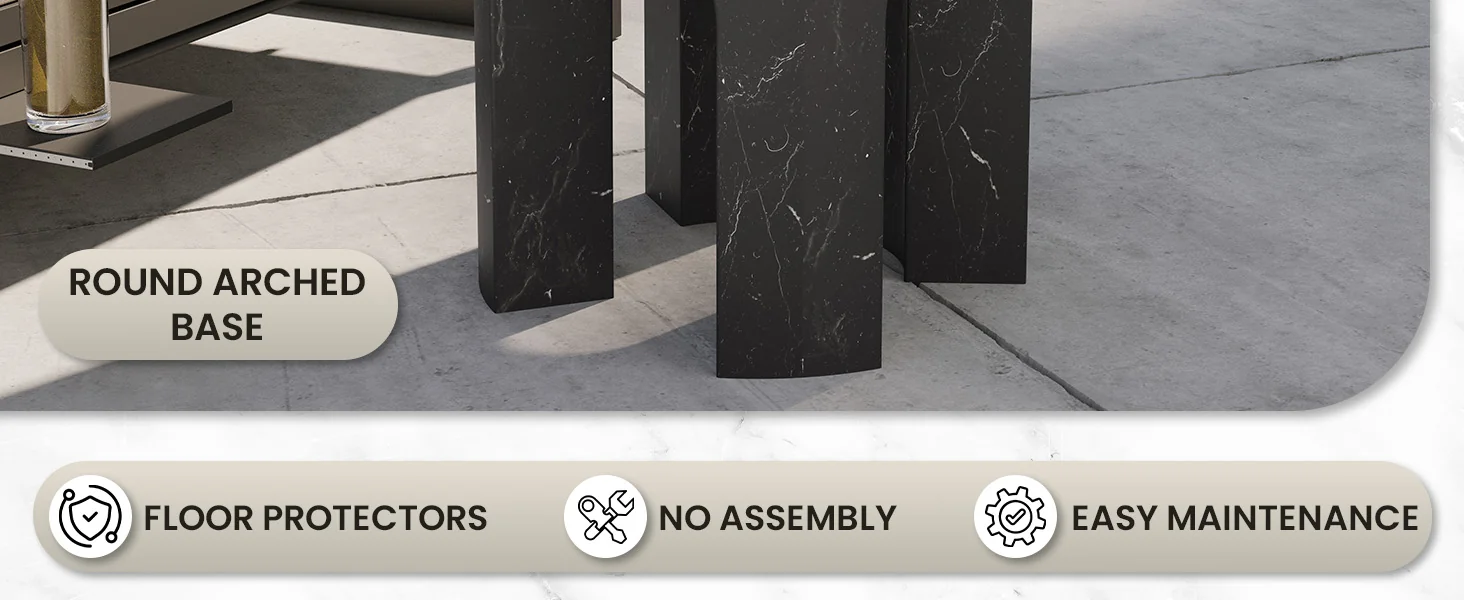 Crus Collection Fiberglass Outdoor Side Table Marbleized Black