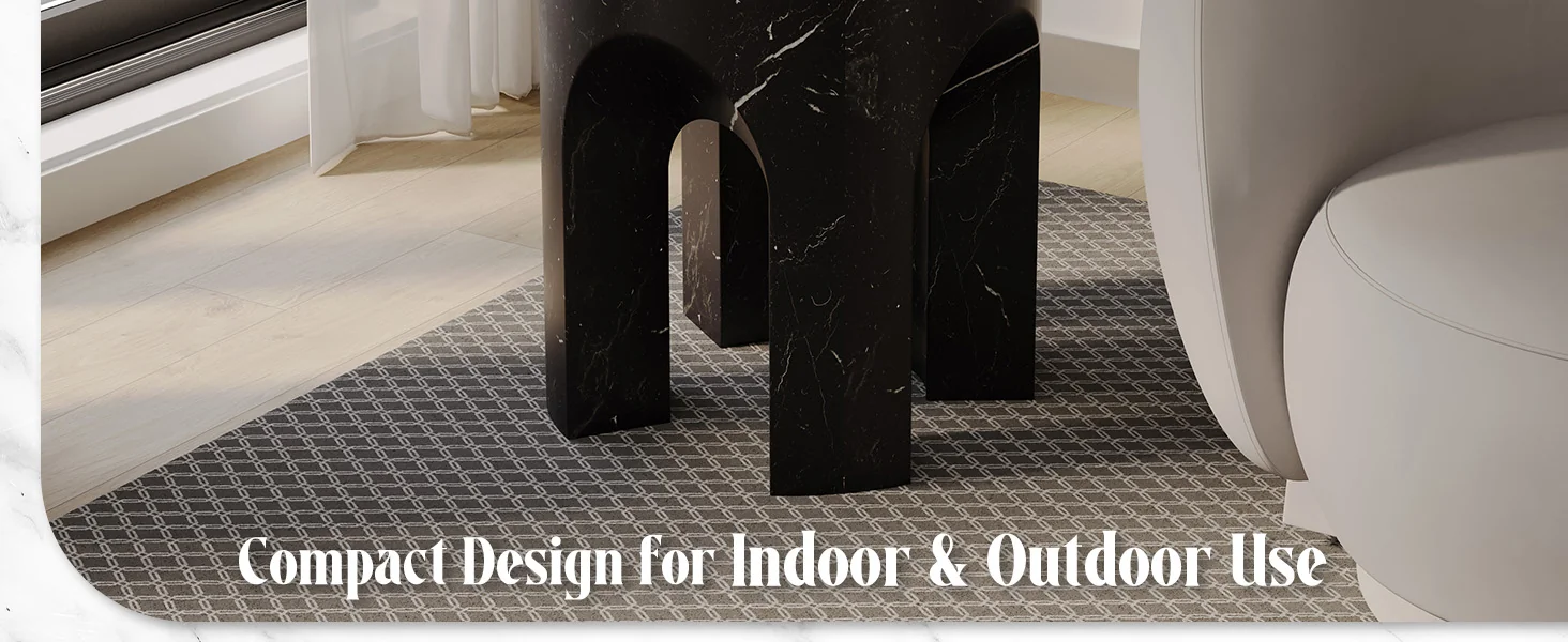 Crus Collection Fiberglass Outdoor Side Table Marbleized Black