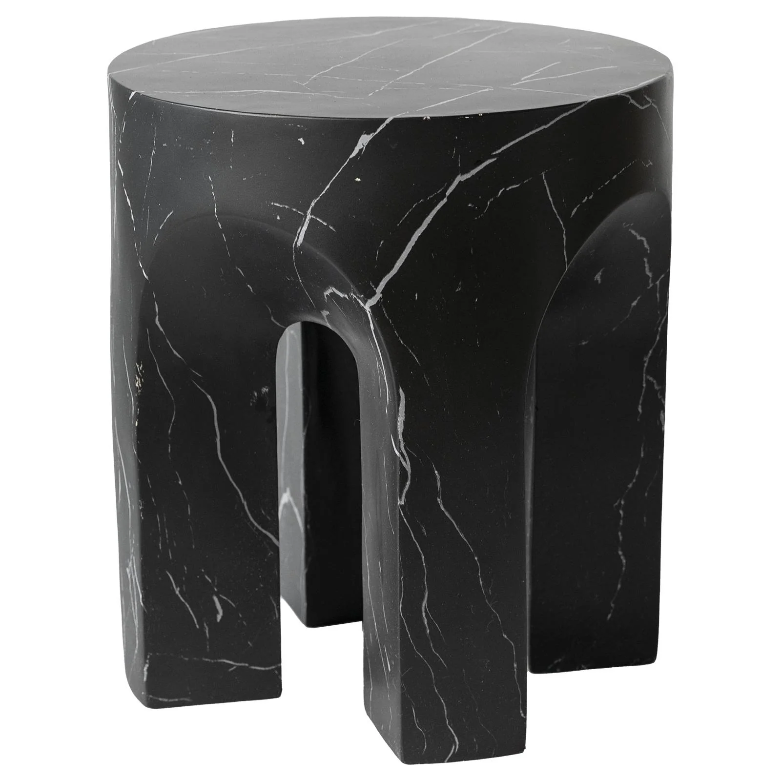 Crus Collection Fiberglass Outdoor Side Table Marbleized Black