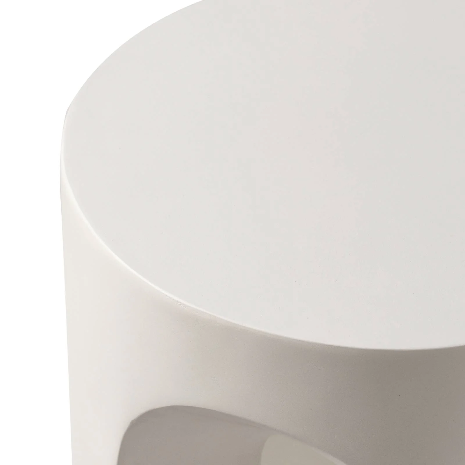 Crus Collection Fiberglass Outdoor Side Table in White