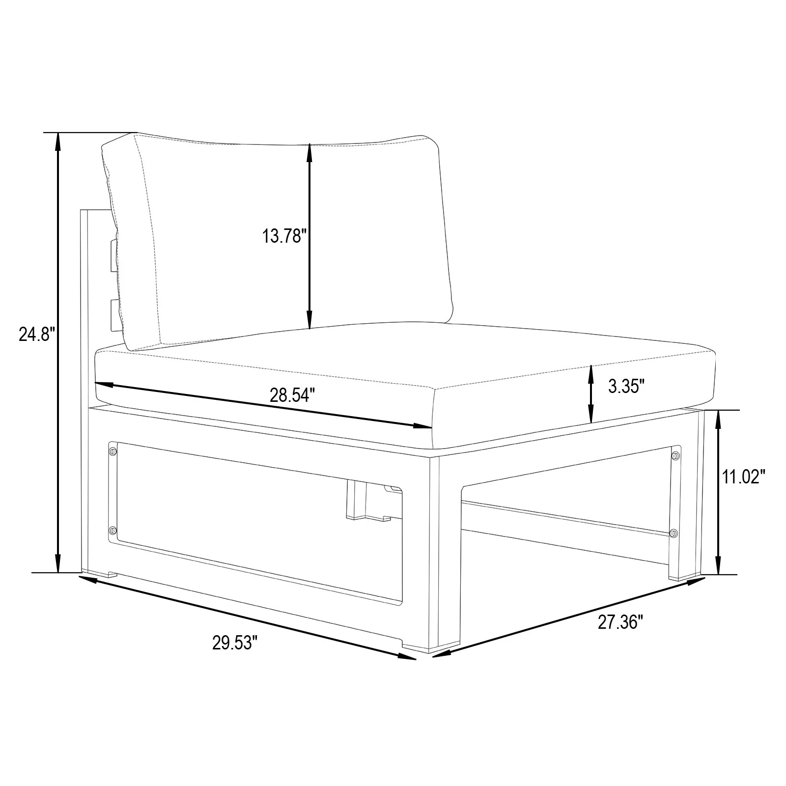 Chelsea 5-Piece Middle Patio Chairs and Coffee Table Set Black Aluminum With Cushions