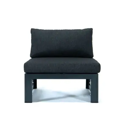 Chelsea 5-Piece Middle Patio Chairs and Coffee Table Set Black Aluminum With Cushions