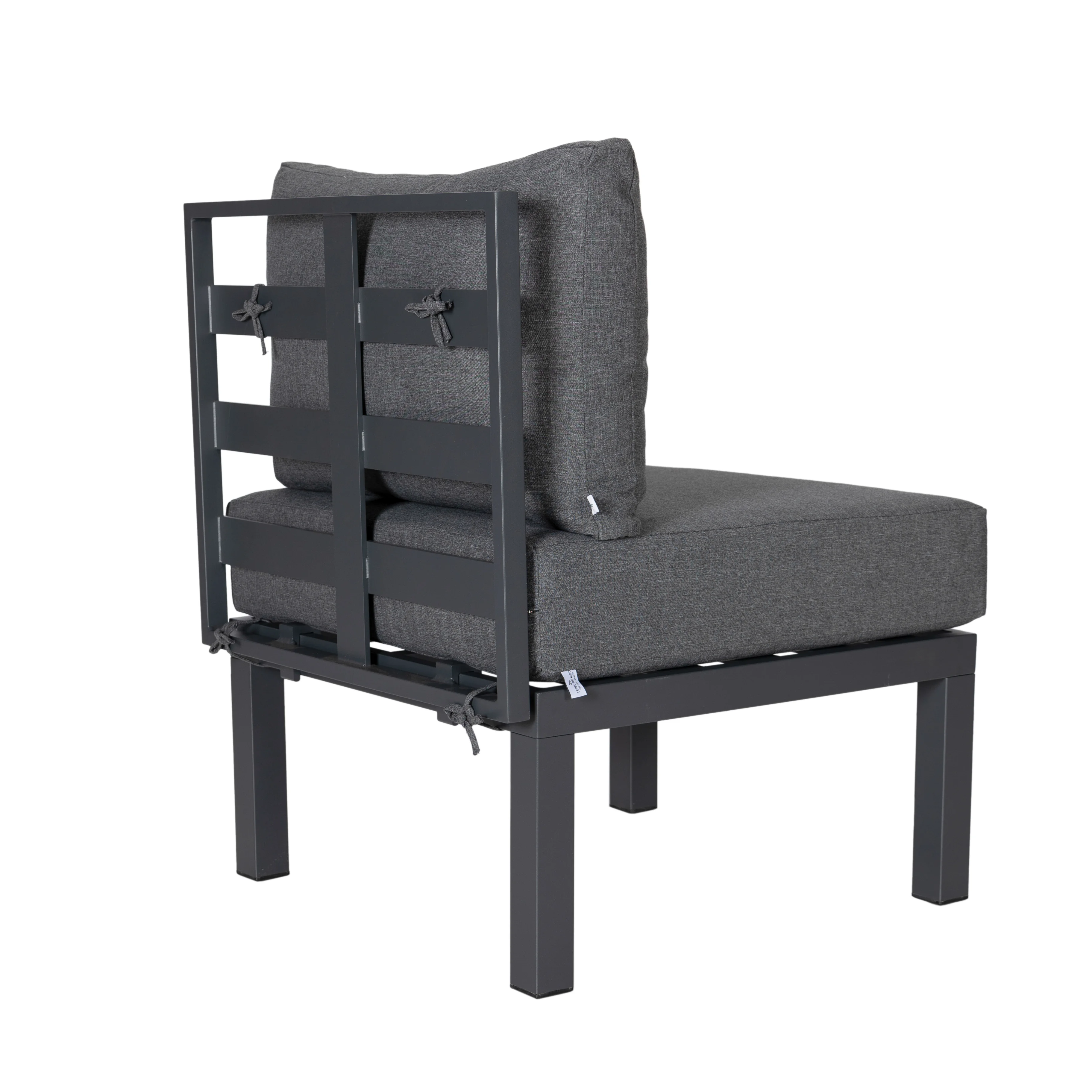 Chelsea 7-Piece Patio Sectional And Coffee Table Set Black Aluminum With Cushions