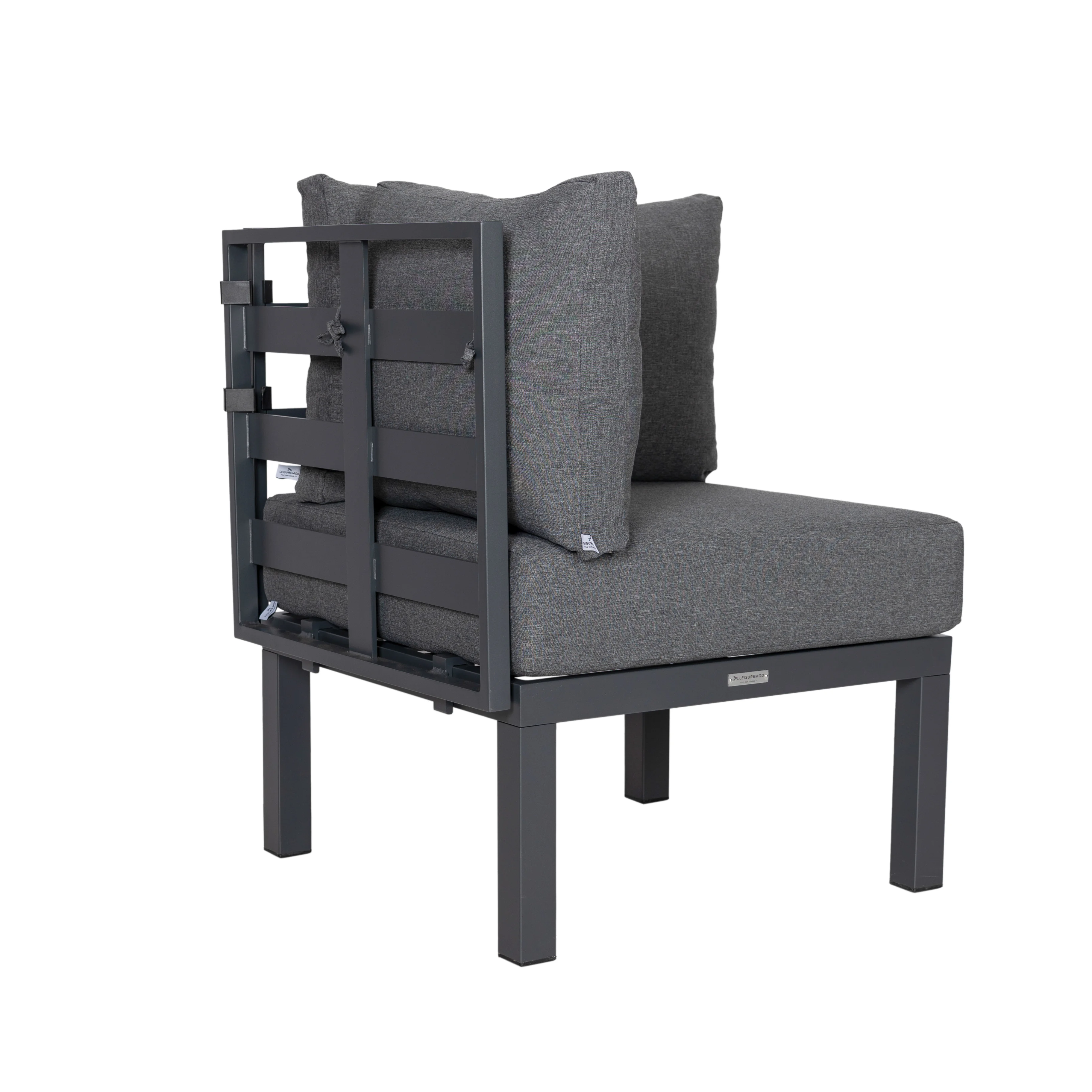 Chelsea 7-Piece Patio Sectional And Coffee Table Set Black Aluminum With Cushions