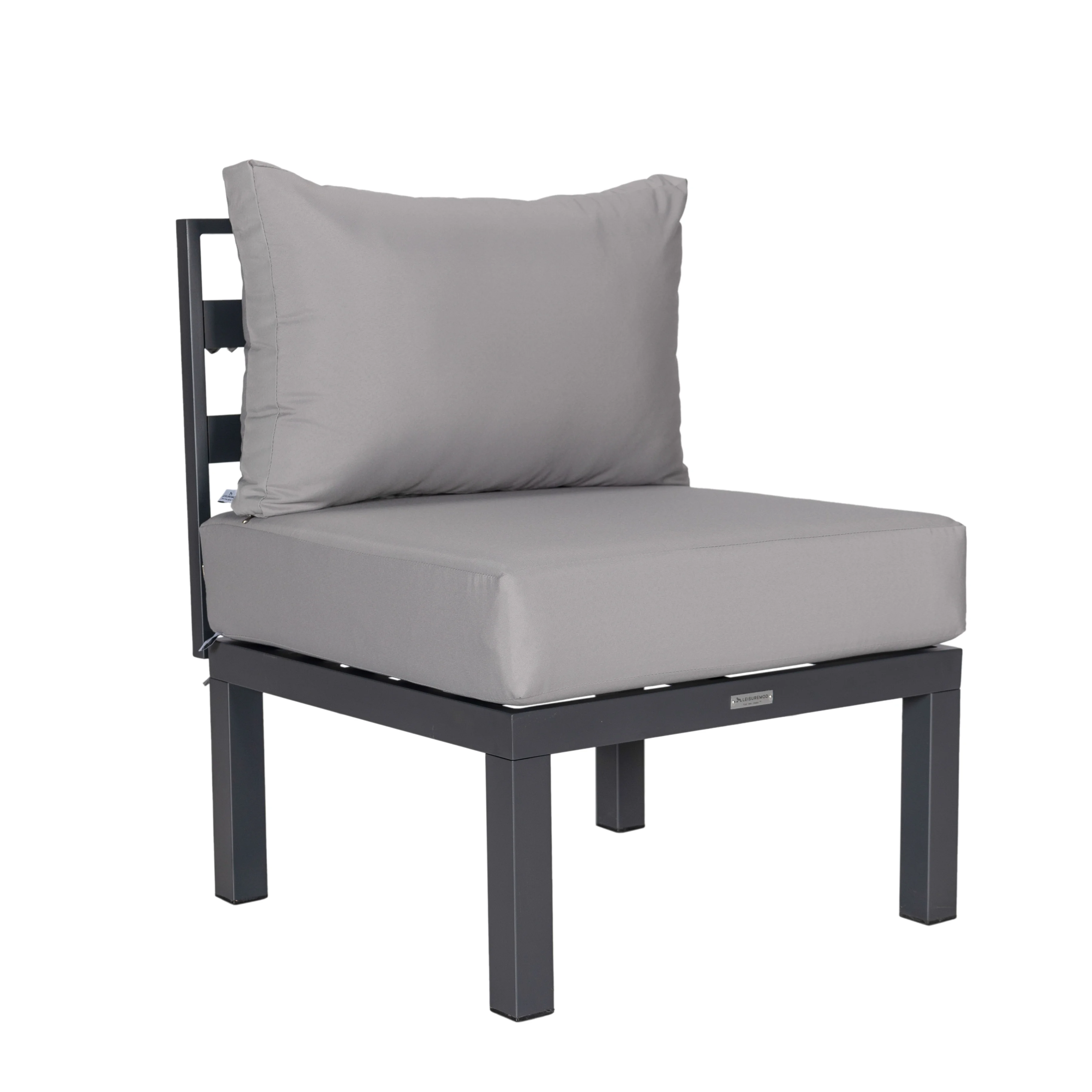 Chelsea 7-Piece Patio Sectional And Coffee Table Set Black Aluminum With Cushions