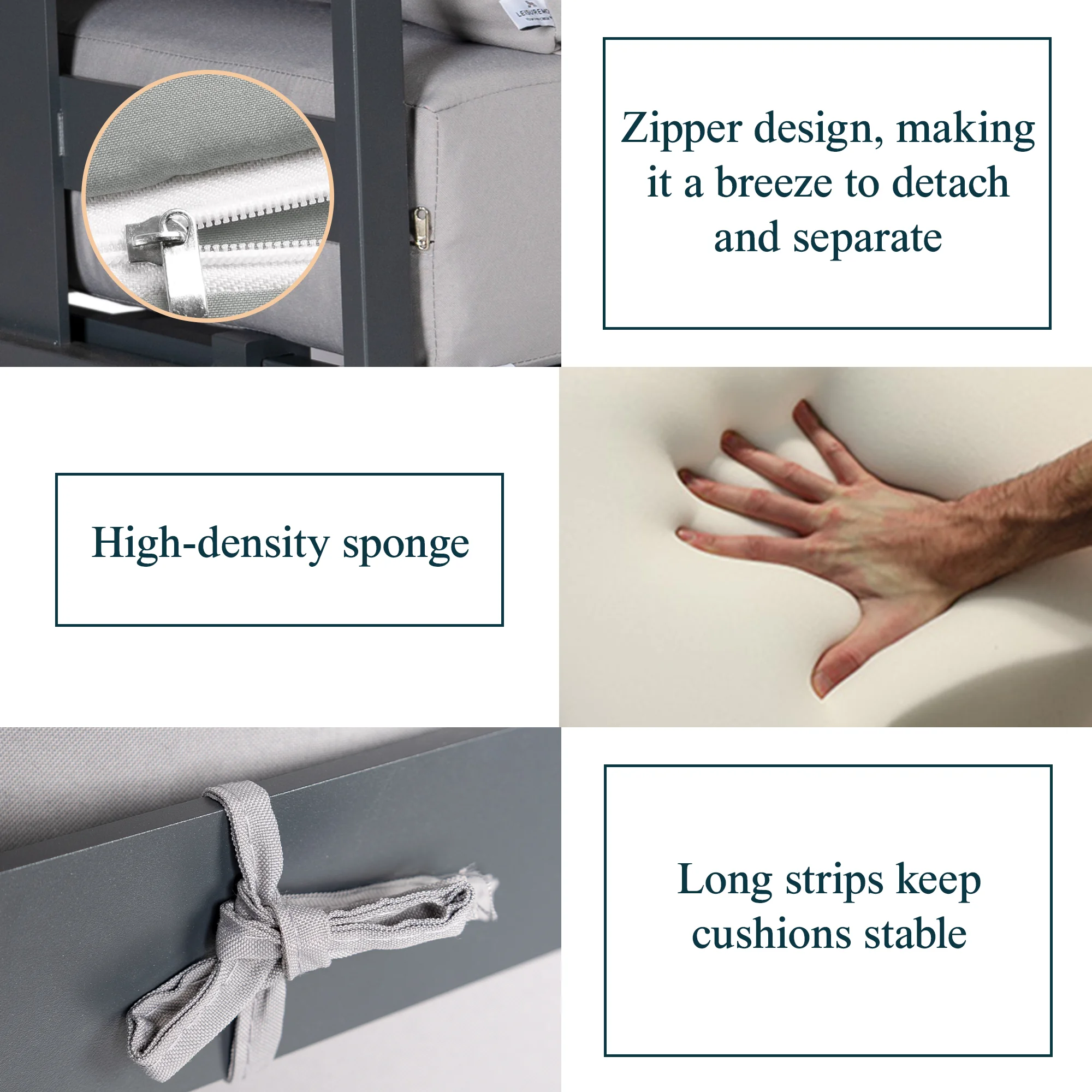 Chelsea 7-Piece Patio Sectional And Coffee Table Set Black Aluminum With Cushions