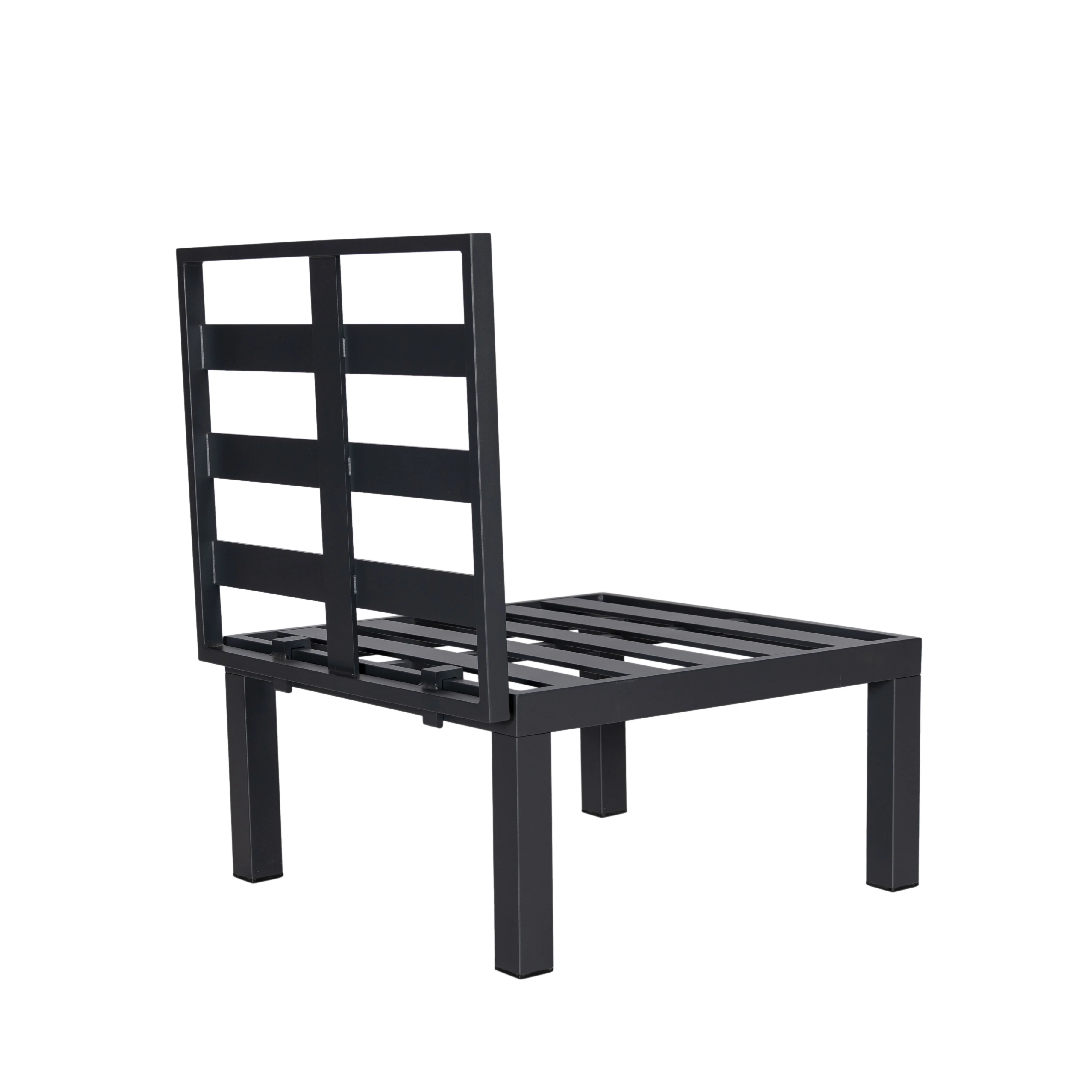 Chelsea 7-Piece Patio Sectional And Coffee Table Set Black Aluminum With Cushions