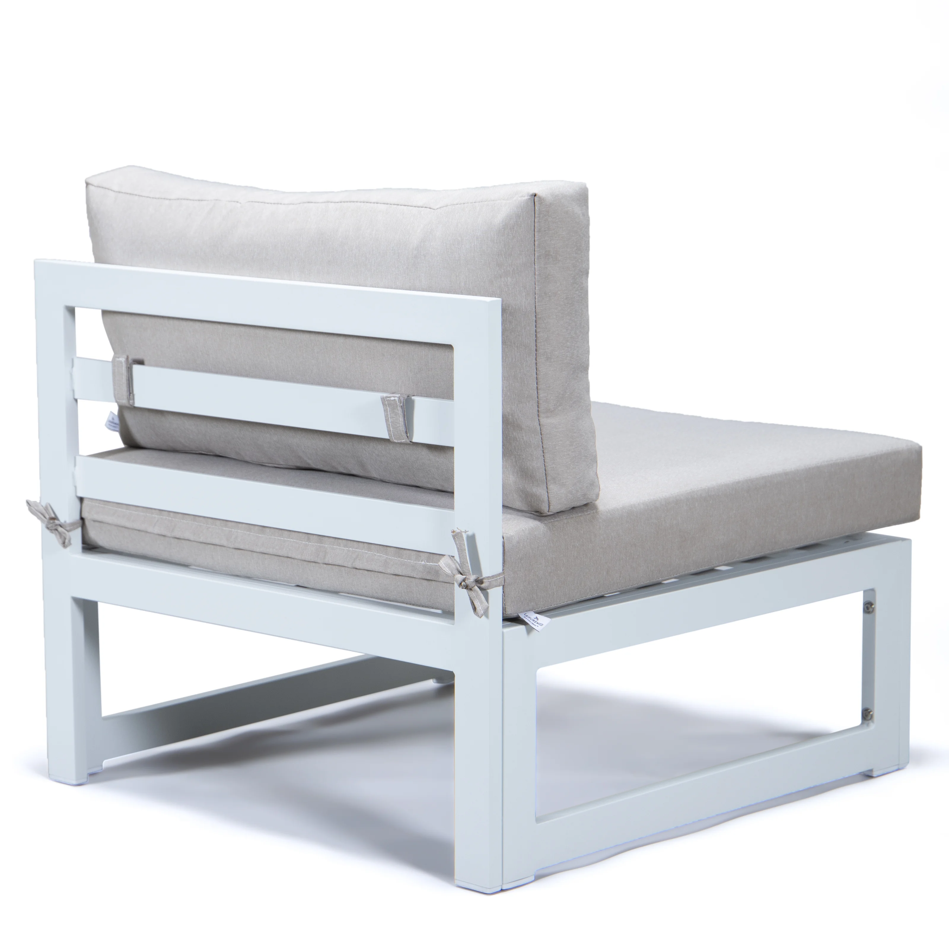 Chelsea 7-Piece Patio Sectional And Coffee Table Set White Aluminum With Cushions