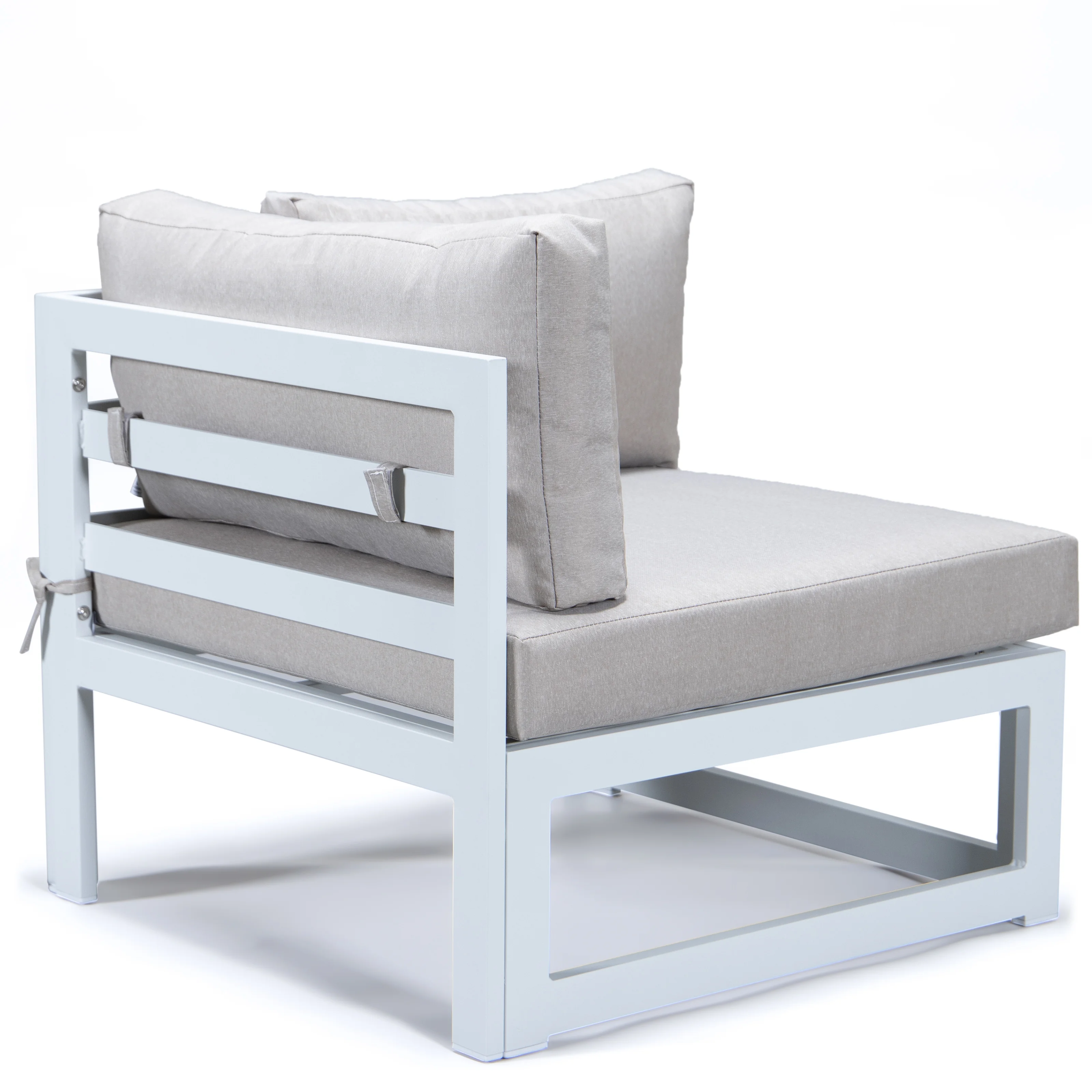 Chelsea 7-Piece Patio Sectional And Coffee Table Set White Aluminum With Cushions