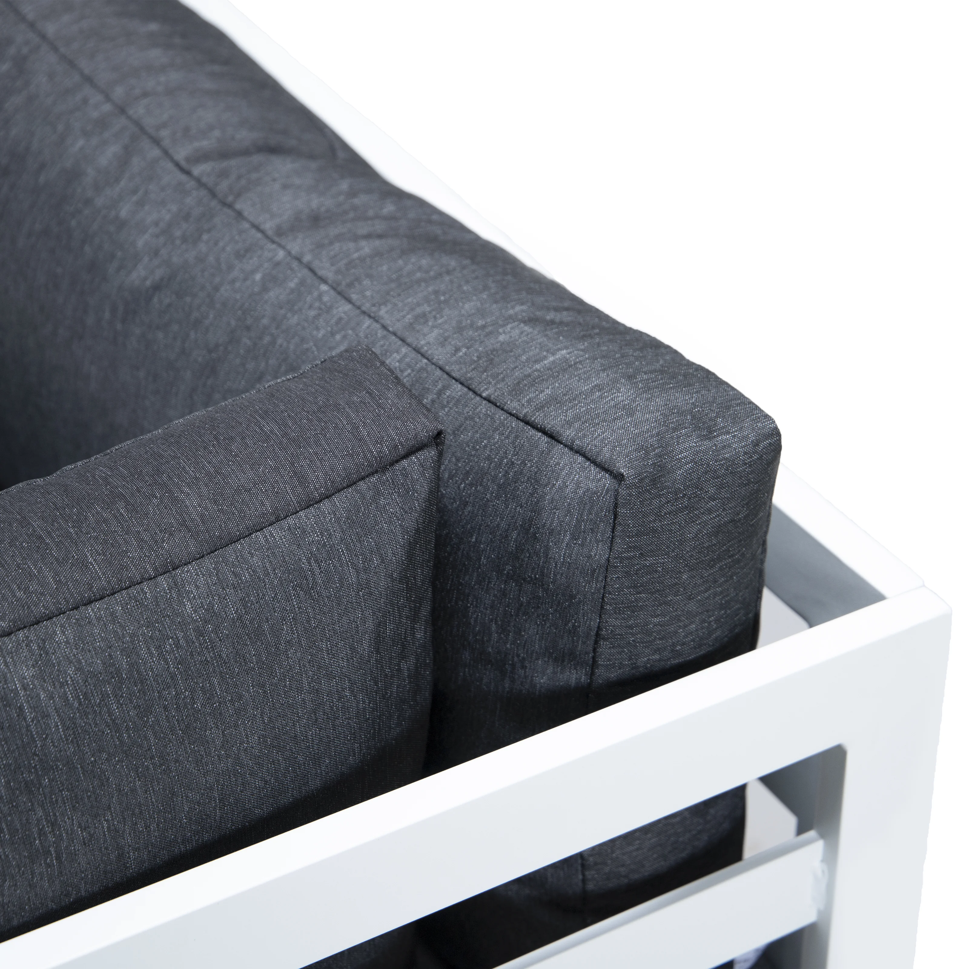 Chelsea 7-Piece Patio Sectional And Coffee Table Set White Aluminum With Cushions