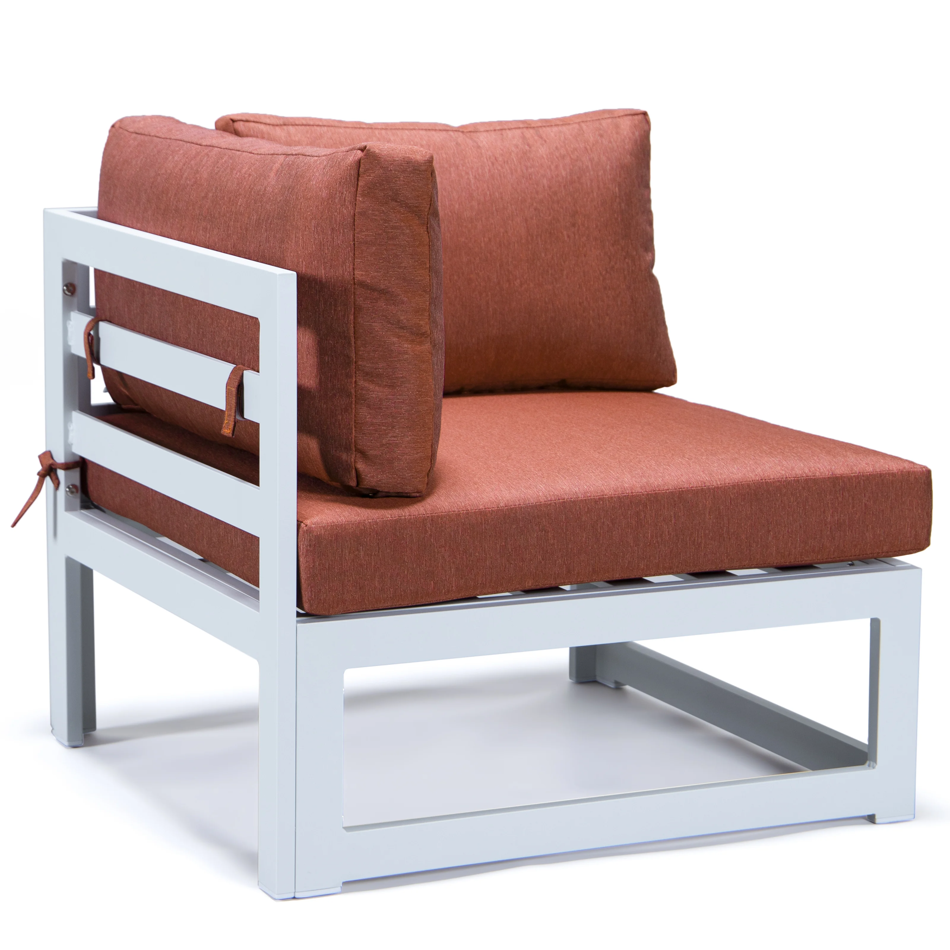 Chelsea 7-Piece Patio Sectional And Coffee Table Set White Aluminum With Cushions