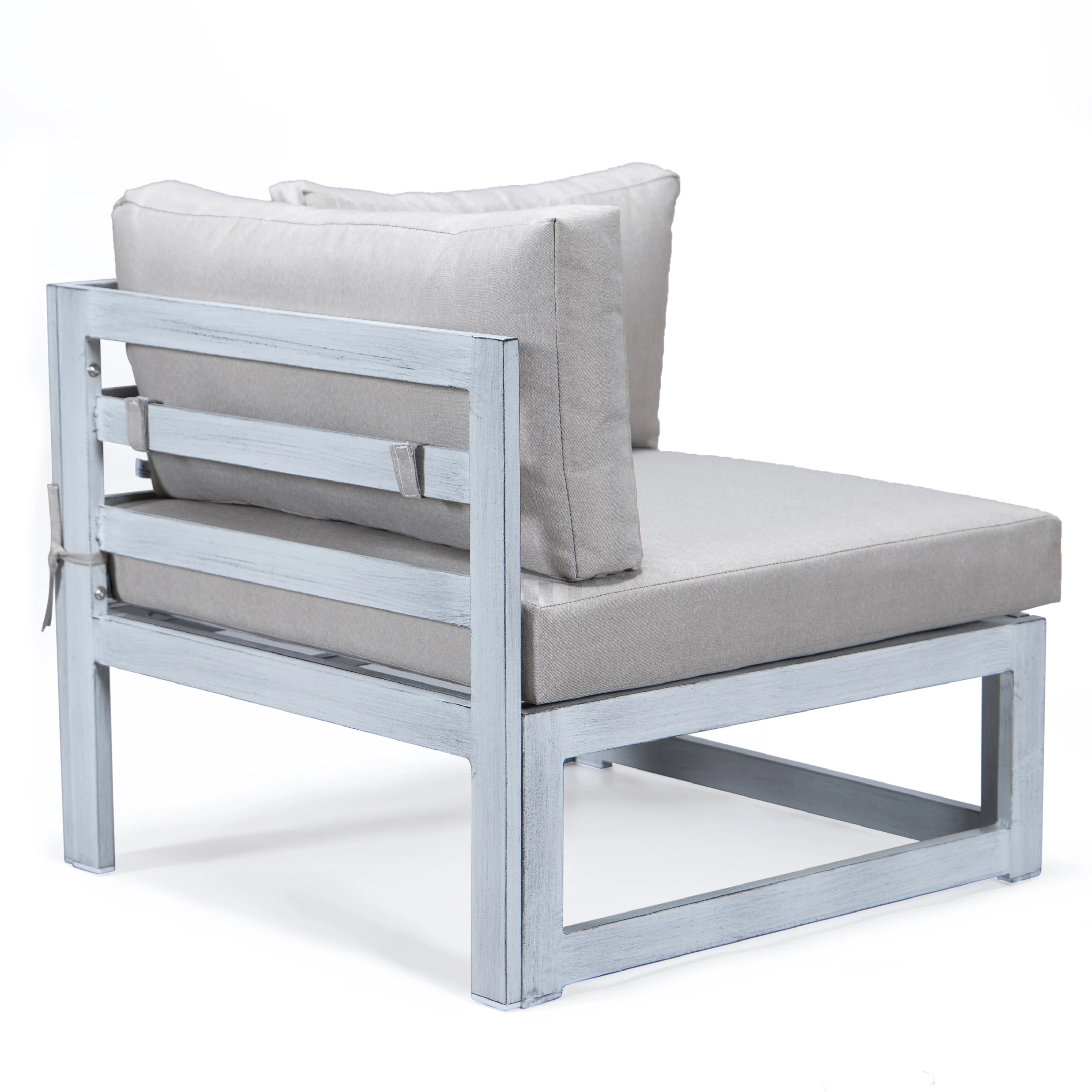 Chelsea 7-Piece Patio Sectional And Coffee Table Set Weathered Grey Aluminum With Cushions