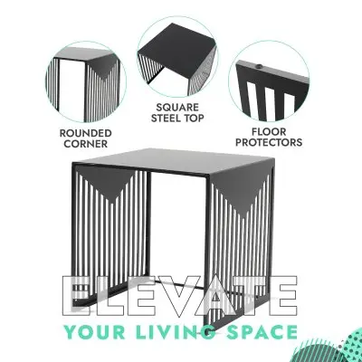 Cisco Modern Square Steel Side Table with Powder Coated Finish