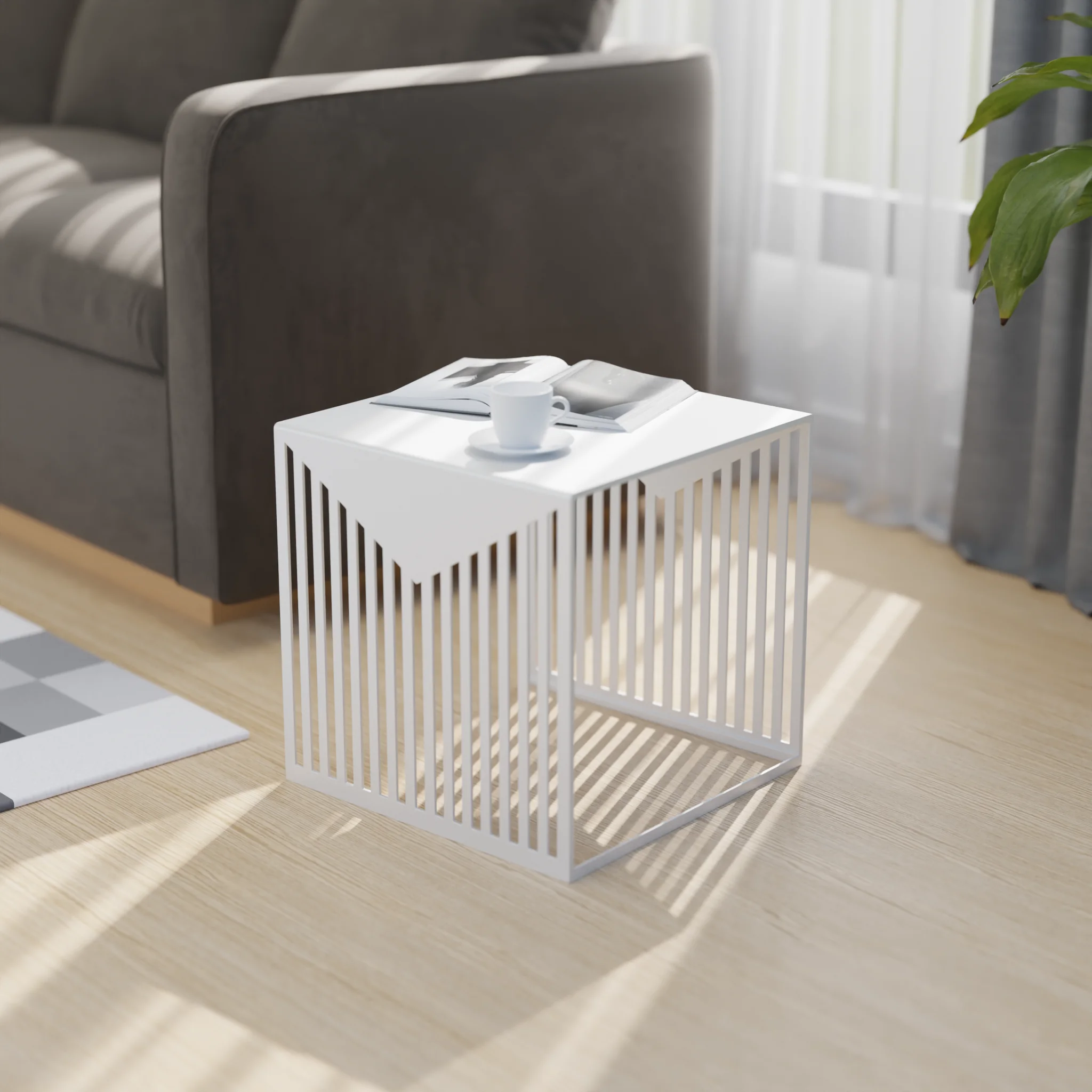 Cisco Modern Square Steel Side Table with Powder Coated Finish