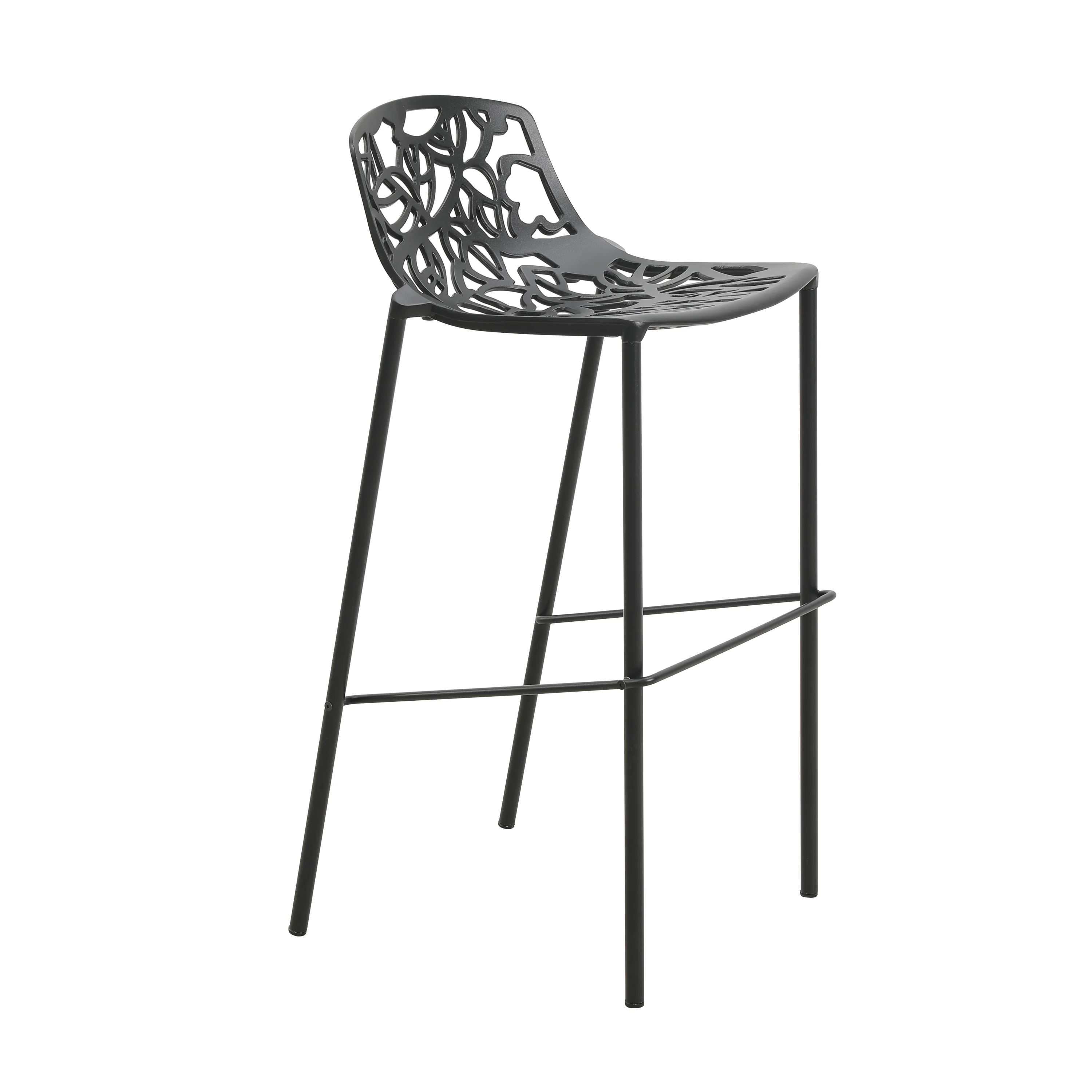 Devon Mid-Century Modern Aluminum Bar Stool with Powder Coated Frame and Footrest