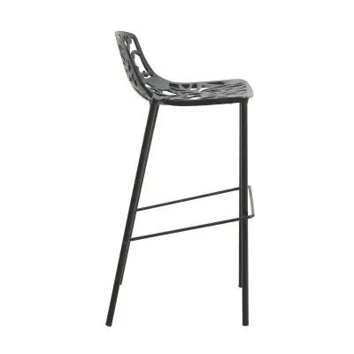 Devon Mid-Century Modern Aluminum Bar Stool with Powder Coated Frame and Footrest