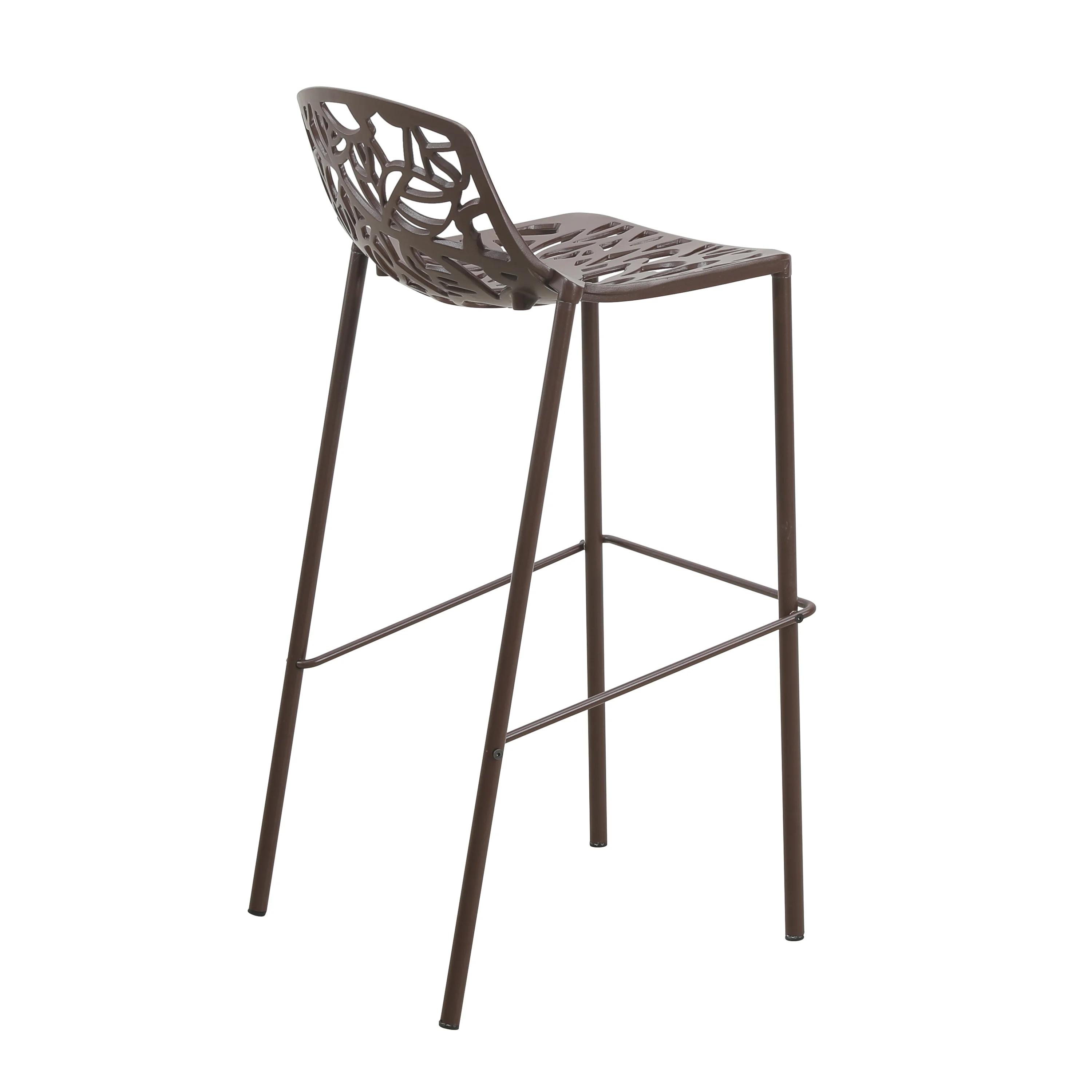 Devon Mid-Century Modern Aluminum Bar Stool with Powder Coated Frame and Footrest