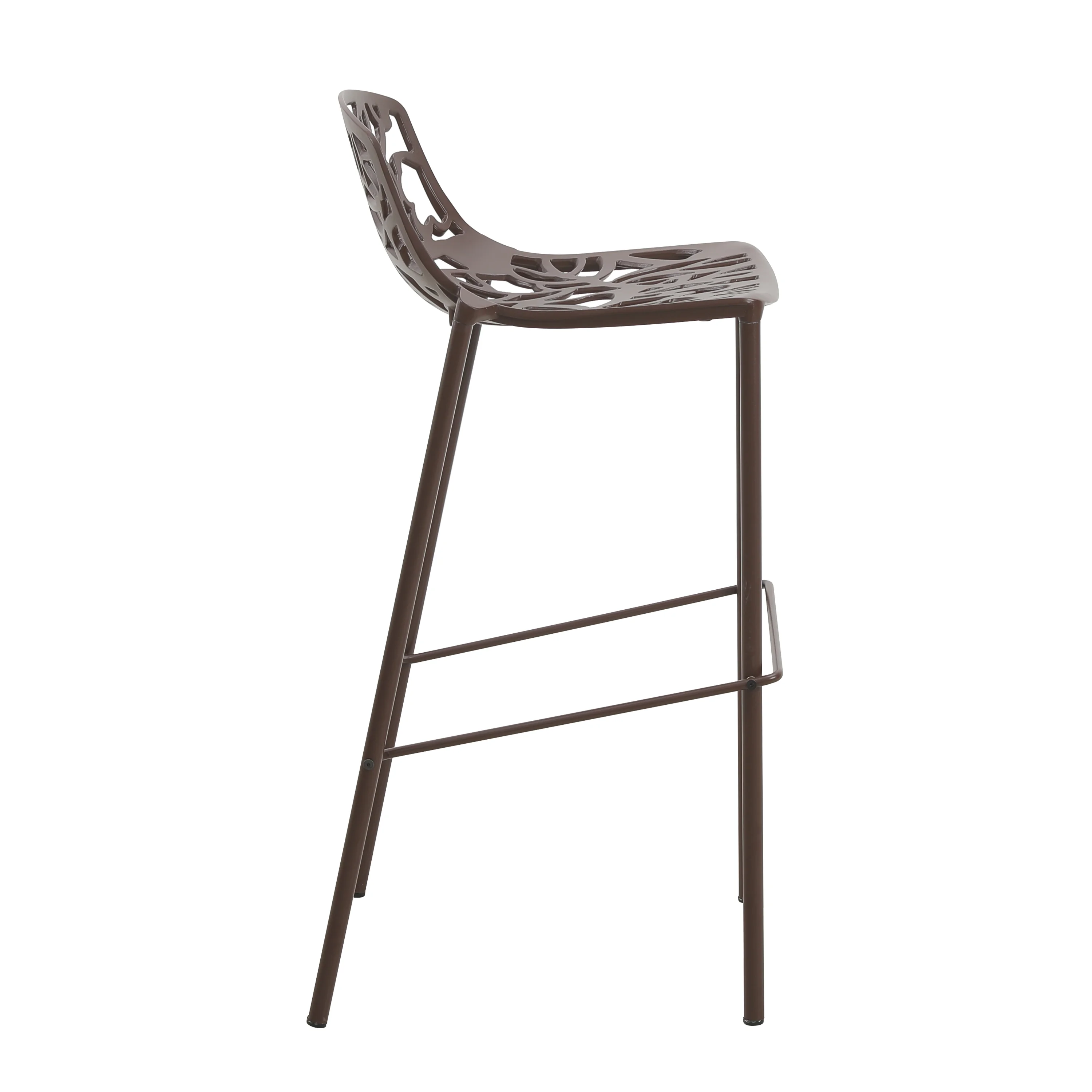 Devon Mid-Century Modern Aluminum Bar Stool with Powder Coated Frame and Footrest