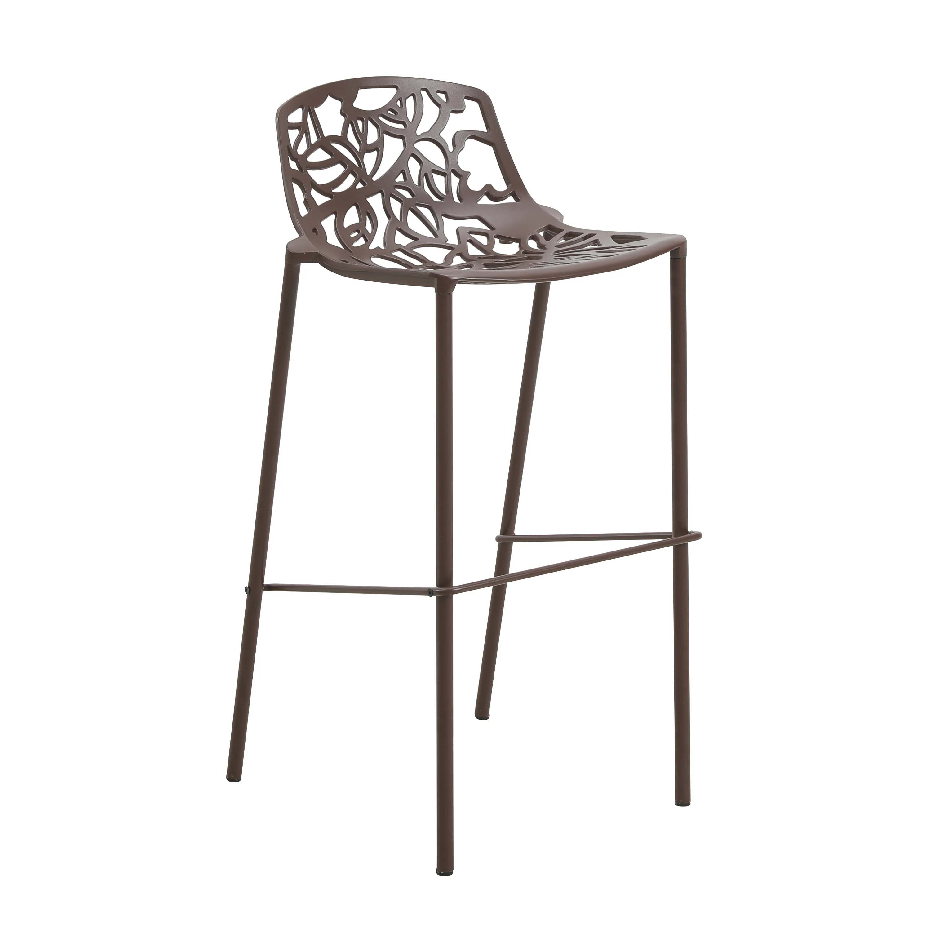 Devon Mid-Century Modern Aluminum Bar Stool with Powder Coated Frame and Footrest