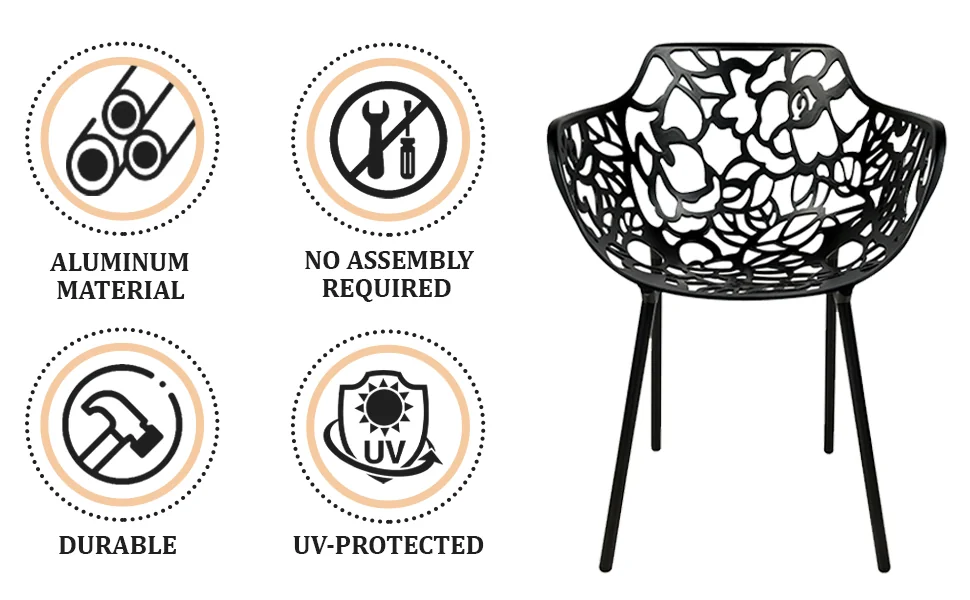 Modern Devon Aluminum Armchair, Set of 4